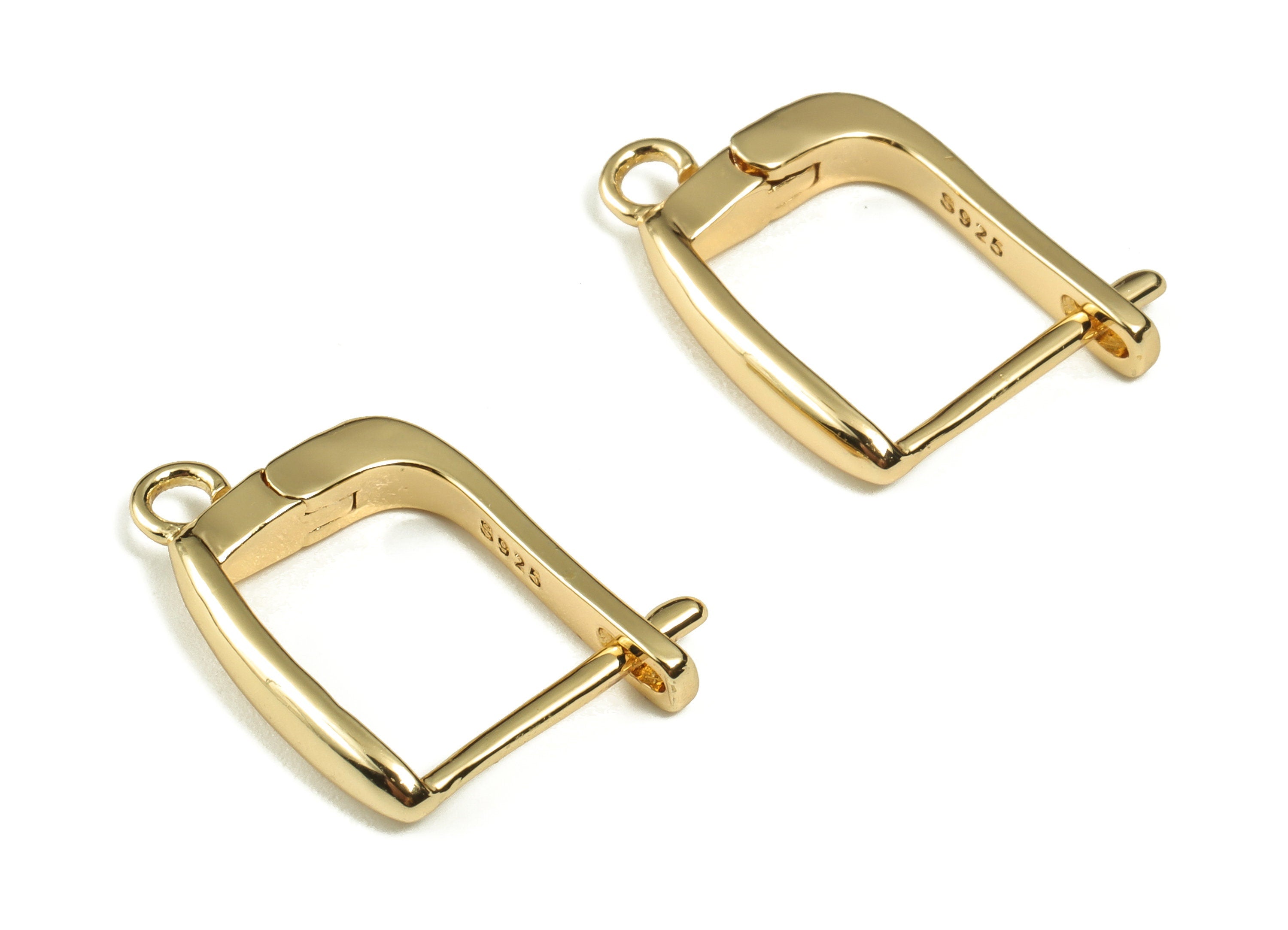 Brass Stud Earrings – Brass Stud Earrings Finding With Hole Loop – 18K Real Gold Plated Brass - Jewelry Supplies - 18.2x12.5x1.1mm - RGP3255 - DOMEDBAZAAR