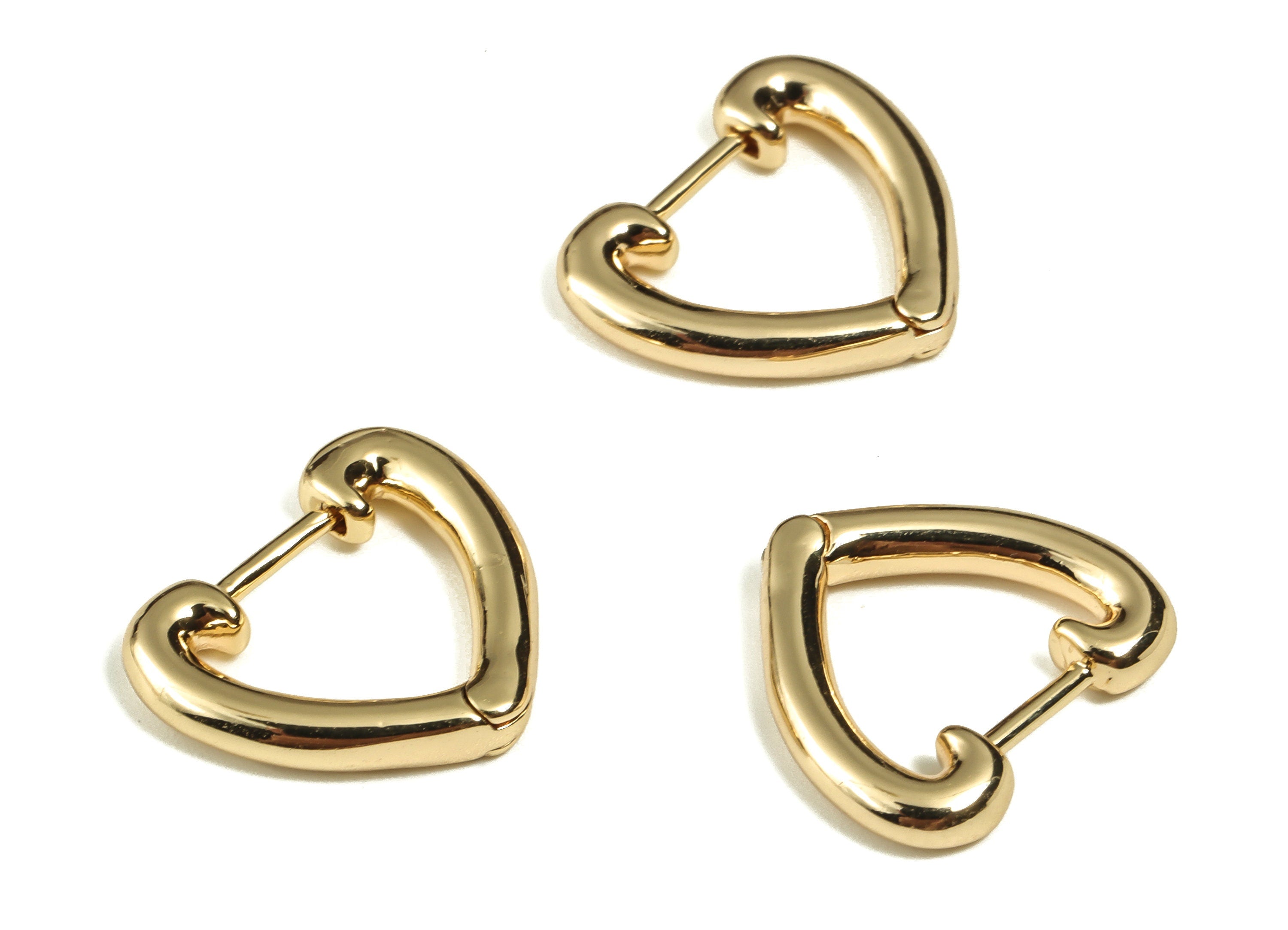 Love Heart Huggie Earring - Love Huggie Earring – Cute Heart Hoop Huggies Earring – 18K Real Gold Plated Brass - 14.24x13.38x2mm - RGP3305 - DOMEDBAZAAR