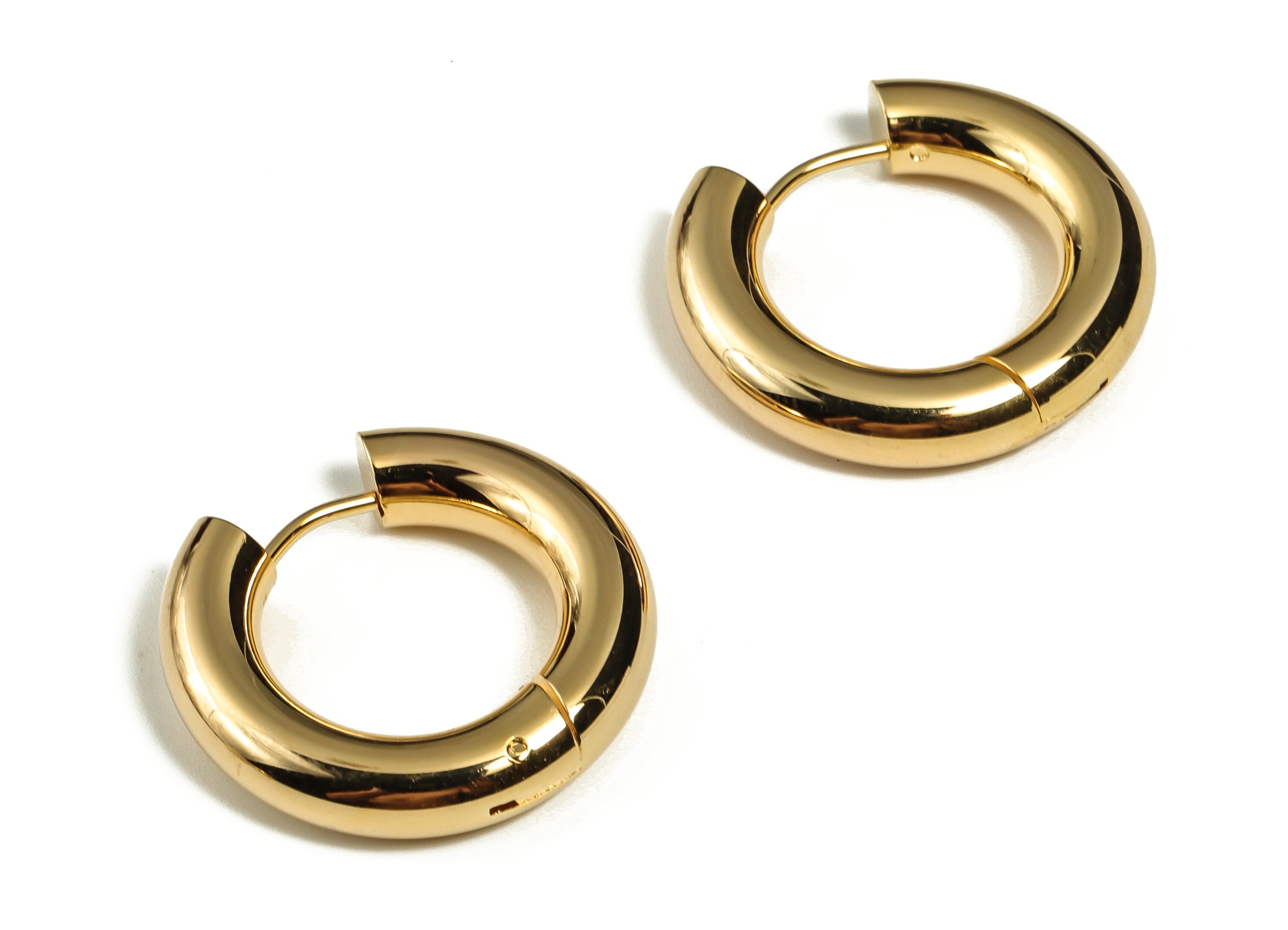Brass Round Hoop Earrings - Brass Round Hoop Studs - 18k Real Gold Plated Brass Hoops -Jewelry Making Supplies -24.51x22.87x5mm- RGP3065 - DOMEDBAZAAR