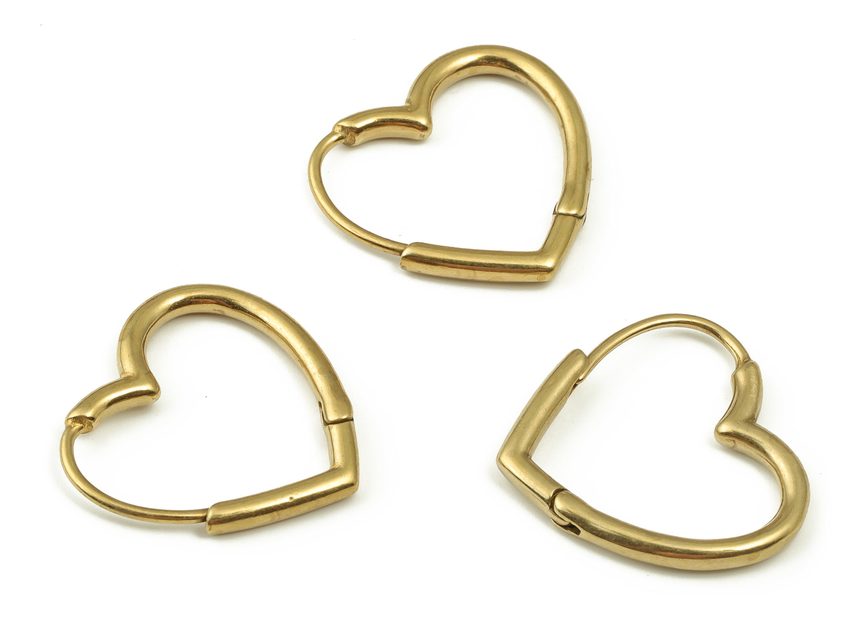 Dainty Heart Hoop Earrings - Brass Heart Earrings – Love Heart Huggies Earring – Minimal Dainty Hoop Earring - 19.82x19.2x2.18mm - PP4235 - DOMEDBAZAAR