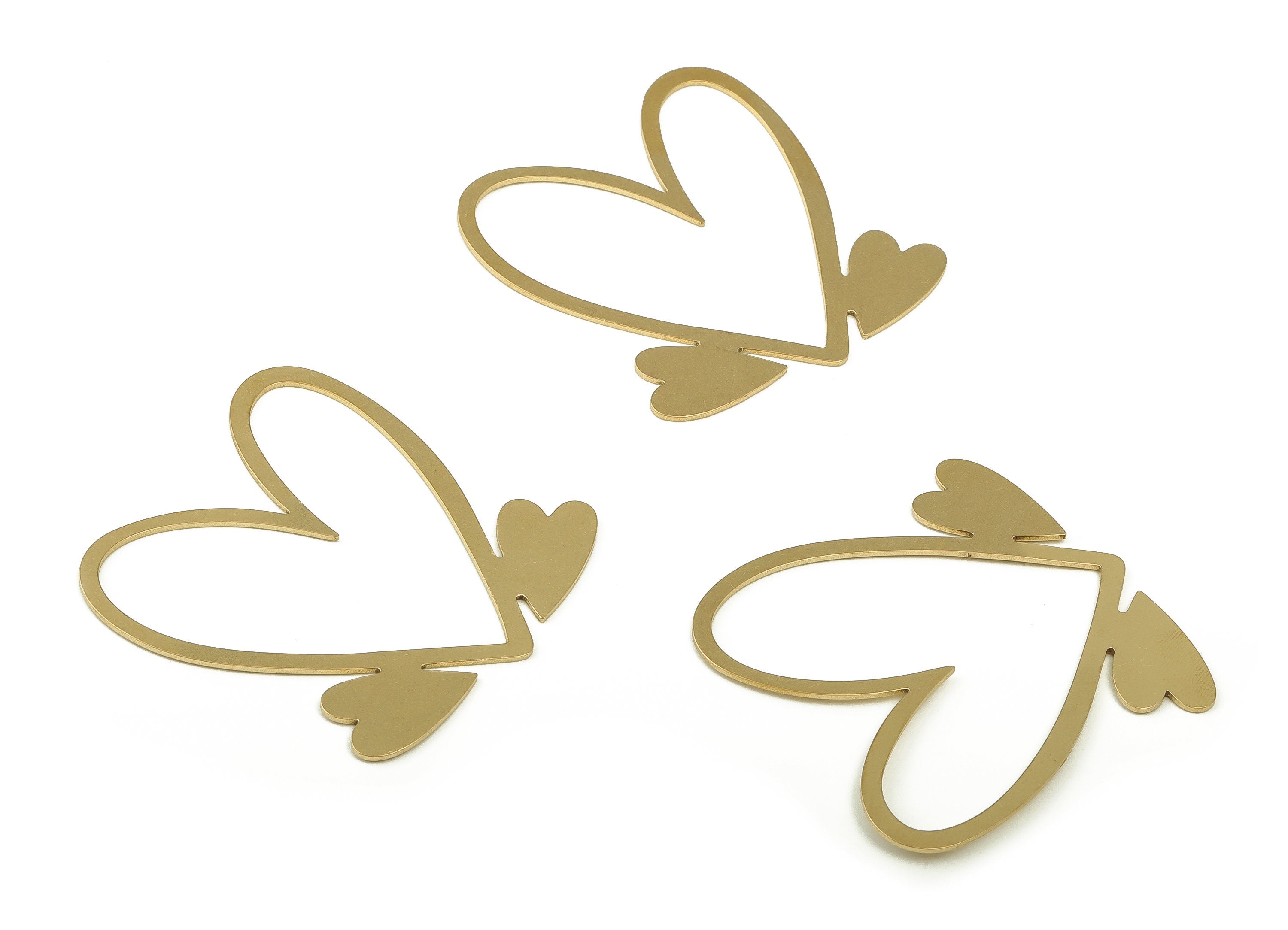 Brass Heart Earring Charms - Raw Brass Heart Pendant - Earrings Finding - DIY Jewelry Making Supplies - 41.3x38.69x0.7mm - PP4602 - DOMEDBAZAAR