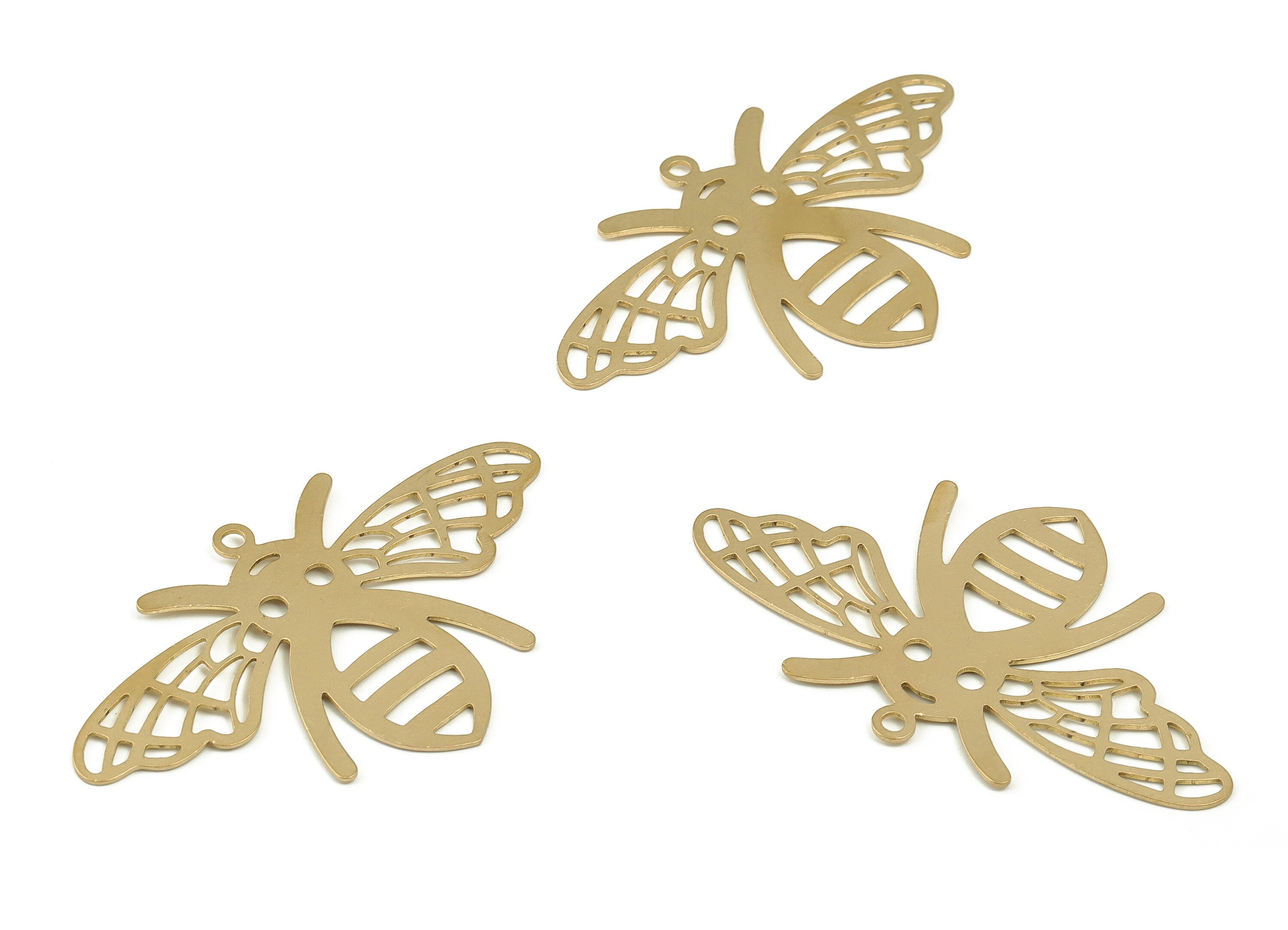 Brass Filigree Butterfly Earring Charms - Raw Brass Butterfly Pendant - Earring Findings - DIY Jewelry Supplies - 56.96x33.96x0.64mm -PP4688 - DOMEDBAZAAR