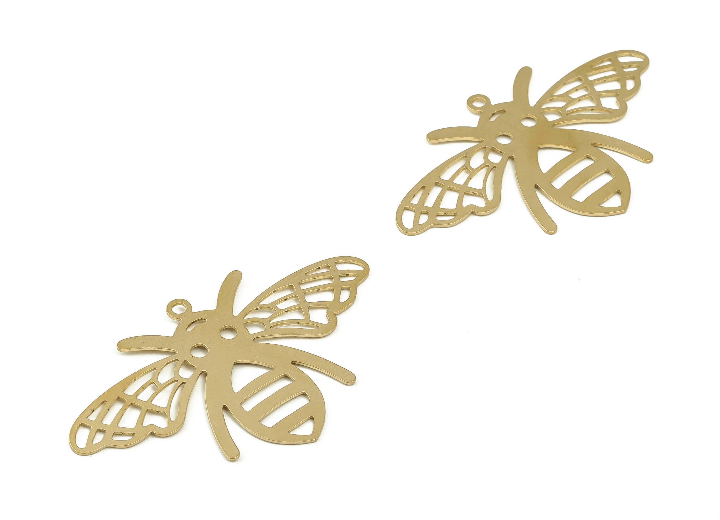 Brass Filigree Butterfly Earring Charms - Raw Brass Butterfly Pendant - Earring Findings - DIY Jewelry Supplies - 56.96x33.96x0.64mm -PP4688 - DOMEDBAZAAR