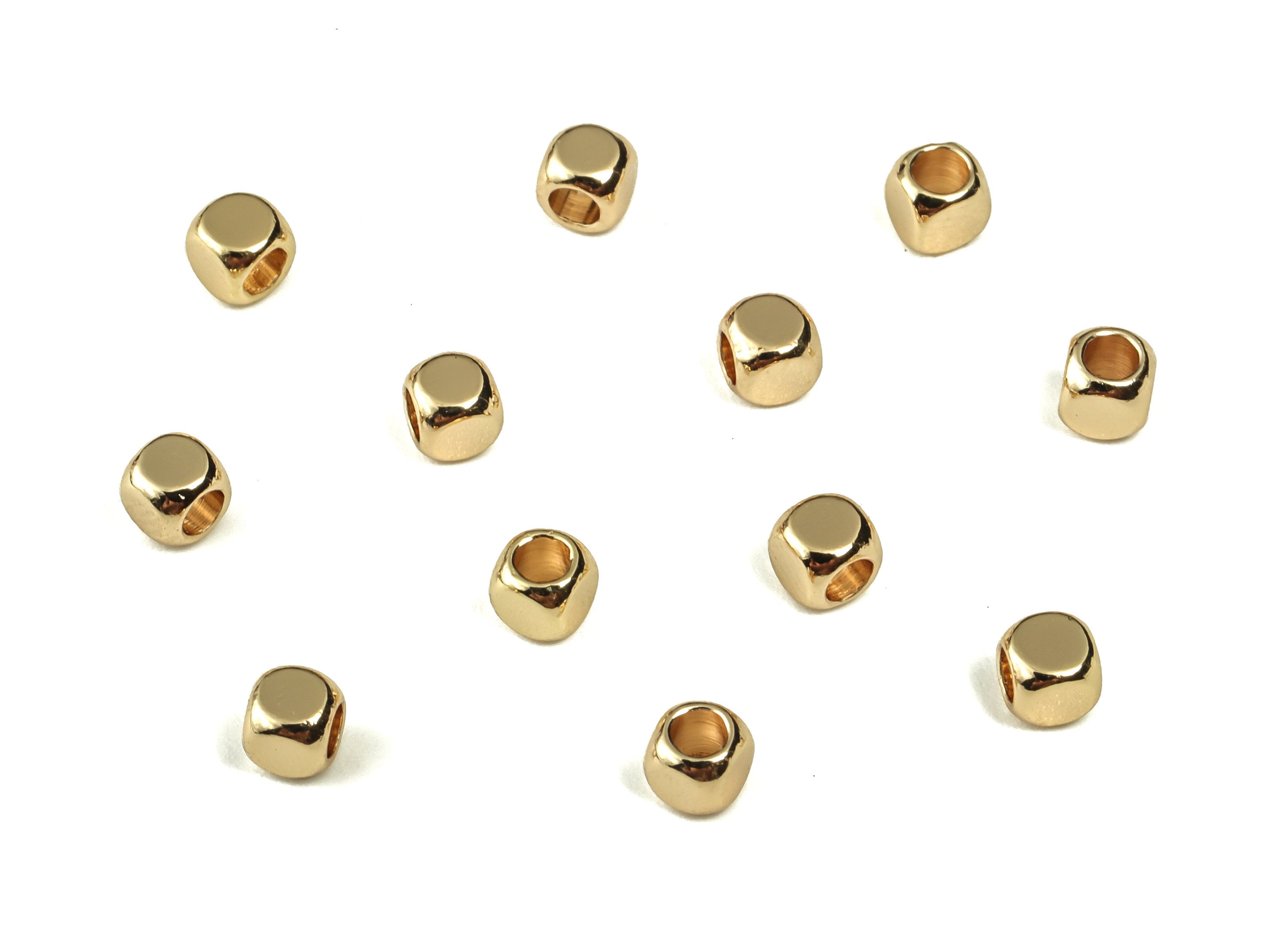 Brass Tiny Square Spacer Beads – Dice Beads – Cube Square Beads - 18K Gold Plated Brass Beads – Jewelry Supplies - 2.99×2.99mm - RGP3252 - DOMEDBAZAAR