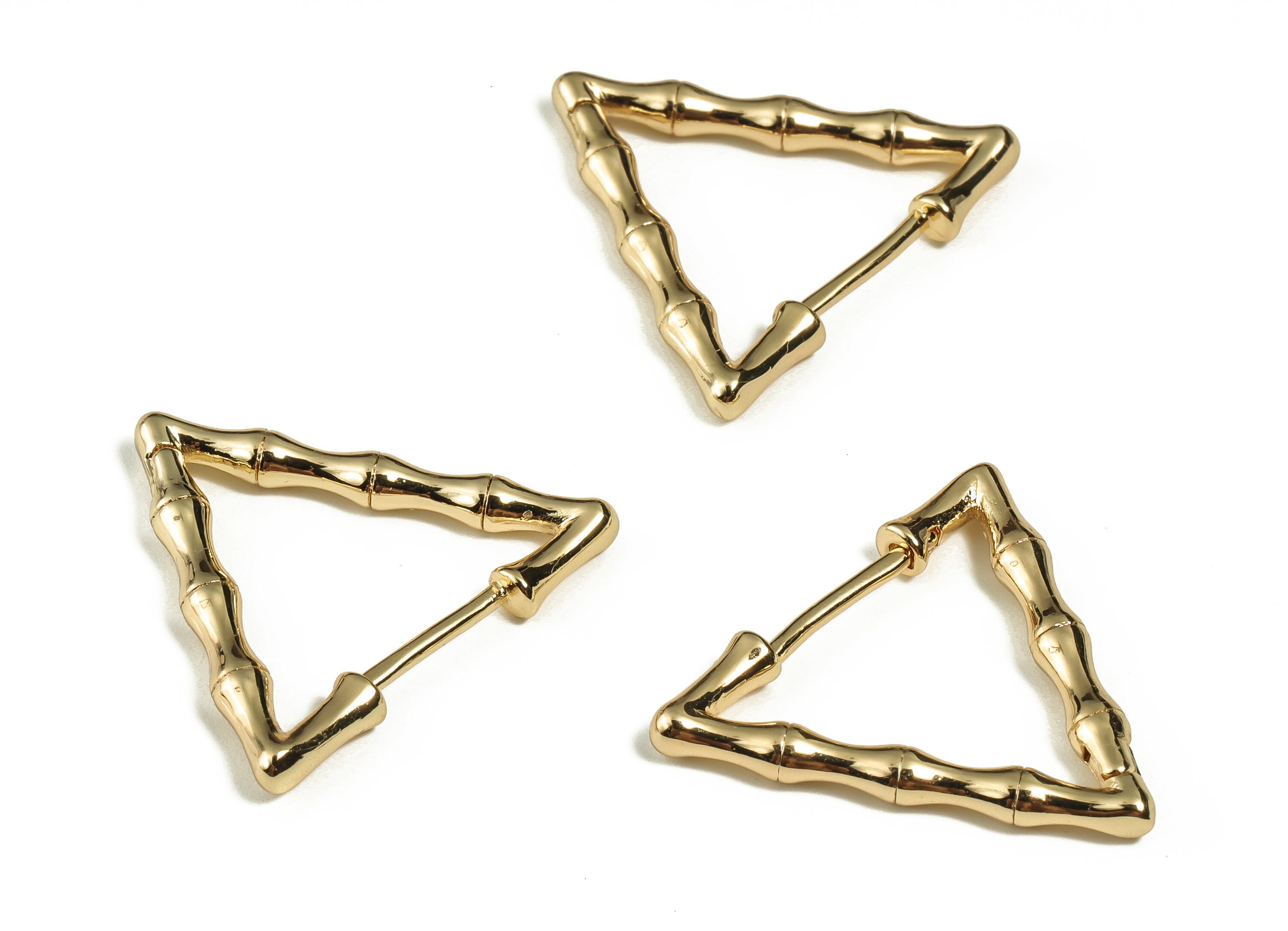 Brass Triangle Huggie Earring – Dainty Triangle Earrings – 18K Real Gold Plated Huggie Earring Hoops - 24.26×21.97× 2.8mm - RGP3303 - DOMEDBAZAAR