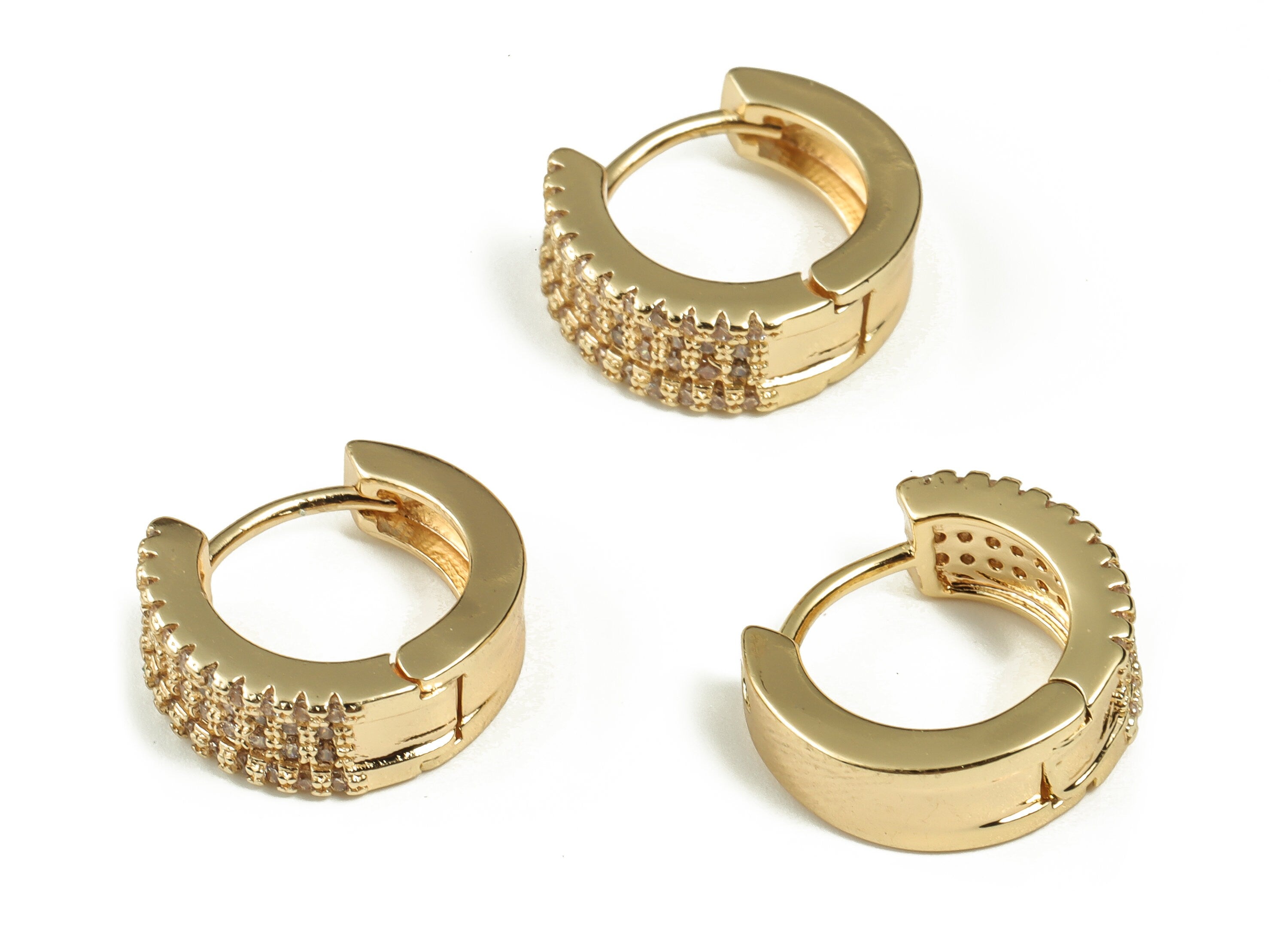 Brass Huggie Hoop Earrings – Dainty Hoop Earrings – 18K Real Gold Plated Brass Earrings - Earring Findings - 15.04×13.35×2.83mm - RGP3241 - DOMEDBAZAAR