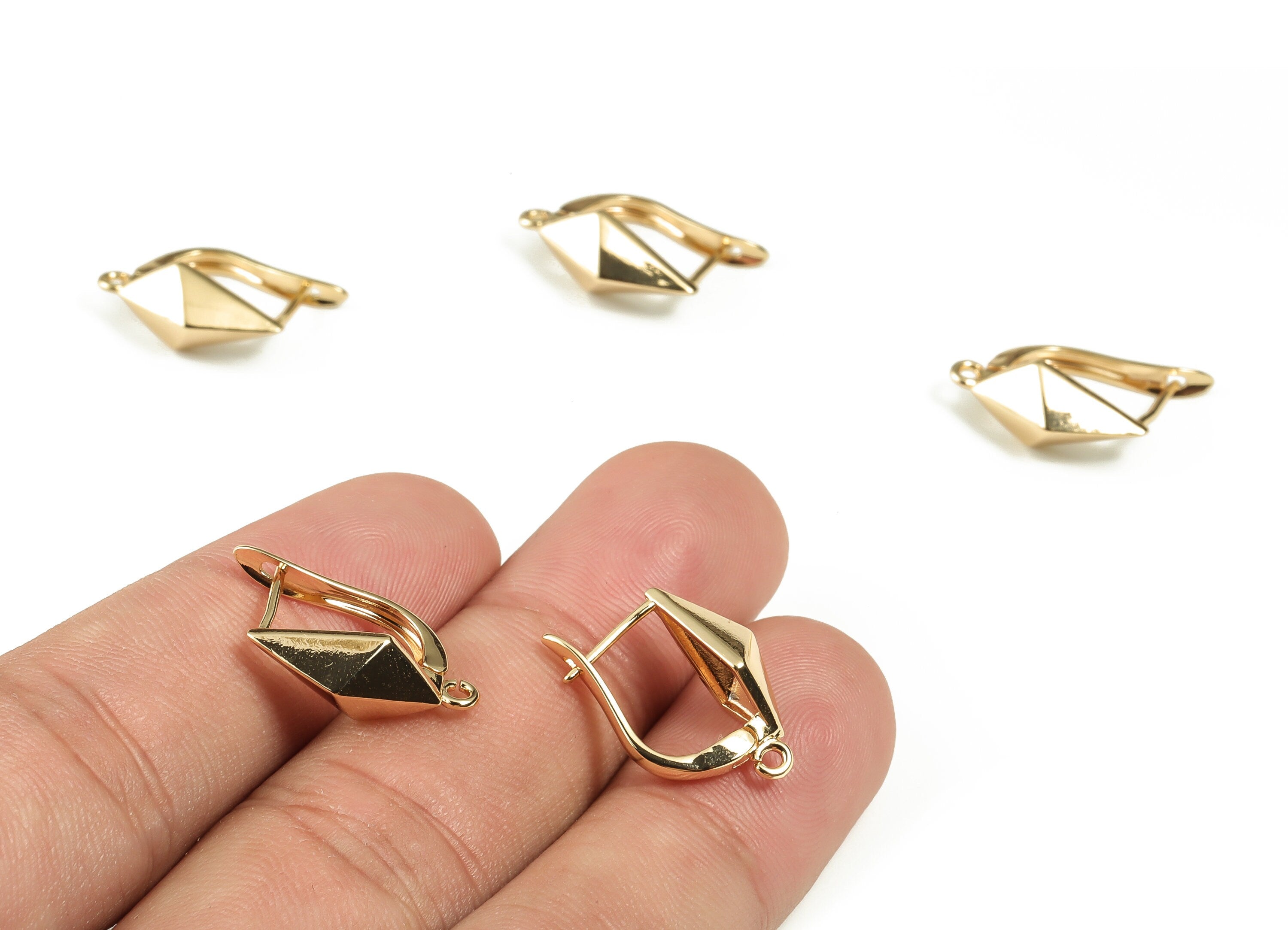 Brass Stud Earrings – Brass Stud Earrings Finding With Hole Loop – 18K Real Gold Plated Brass - Jewelry Supplies - 20.32x12.87x4mm - RGP3300 - DOMEDBAZAAR