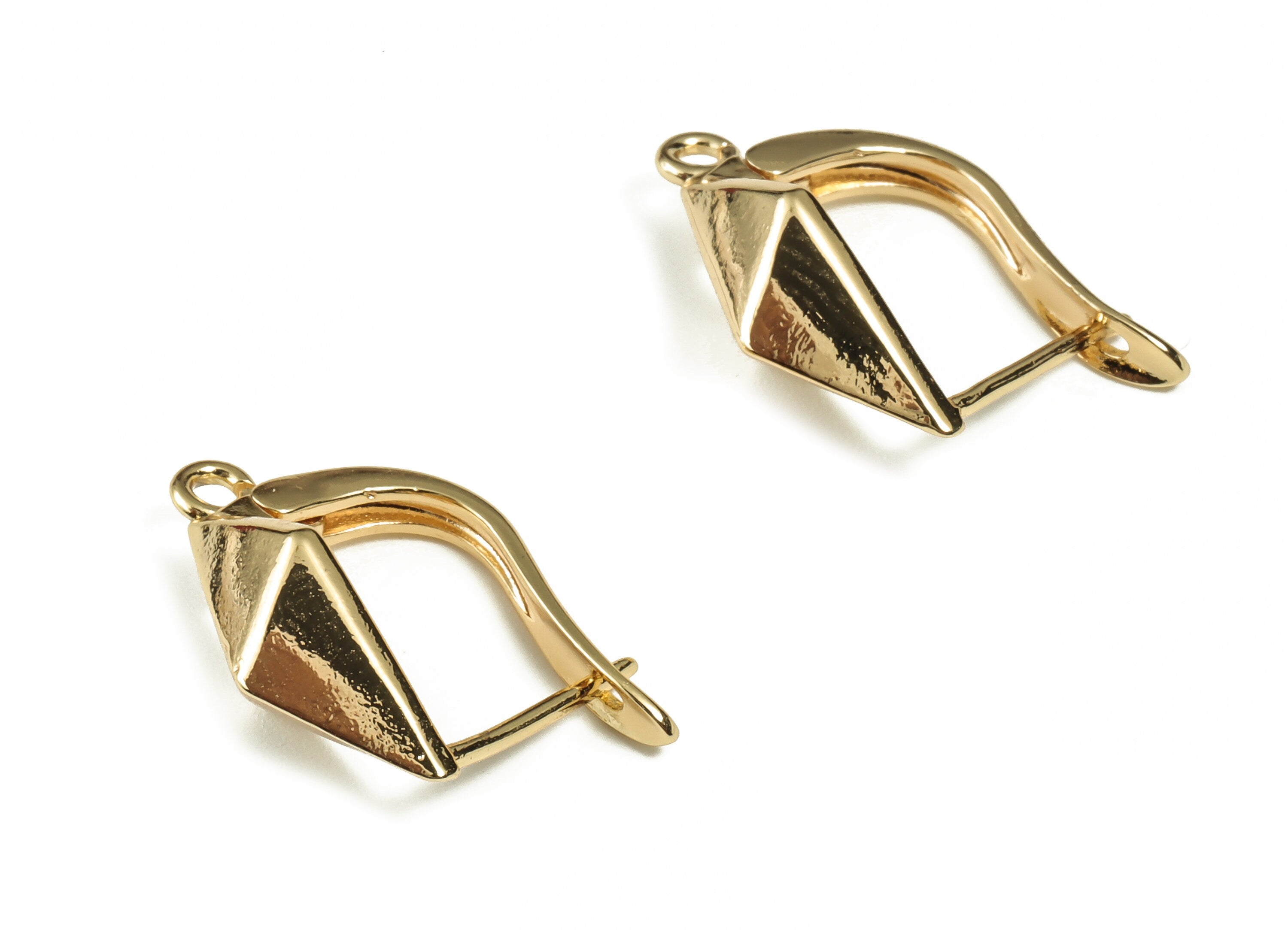 Brass Stud Earrings – Brass Stud Earrings Finding With Hole Loop – 18K Real Gold Plated Brass - Jewelry Supplies - 20.32x12.87x4mm - RGP3300 - DOMEDBAZAAR