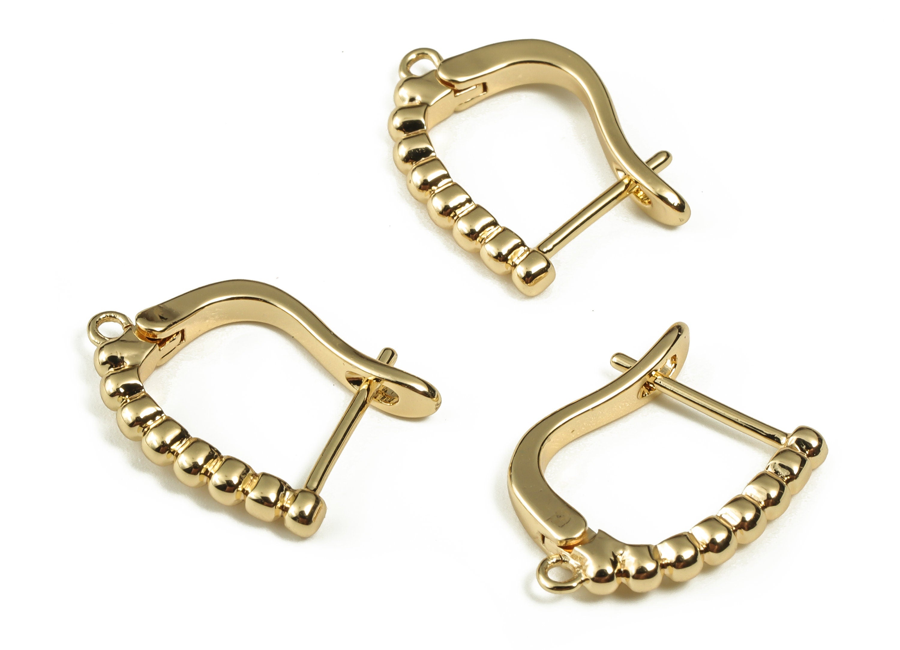 Beaded Hoop Earring with Open Ring – Huggie Earring Stud – DIY Earring Findings –18k Gold Plated Brass Earring -17.18×12.69×2.71mm - RGP3304 - DOMEDBAZAAR