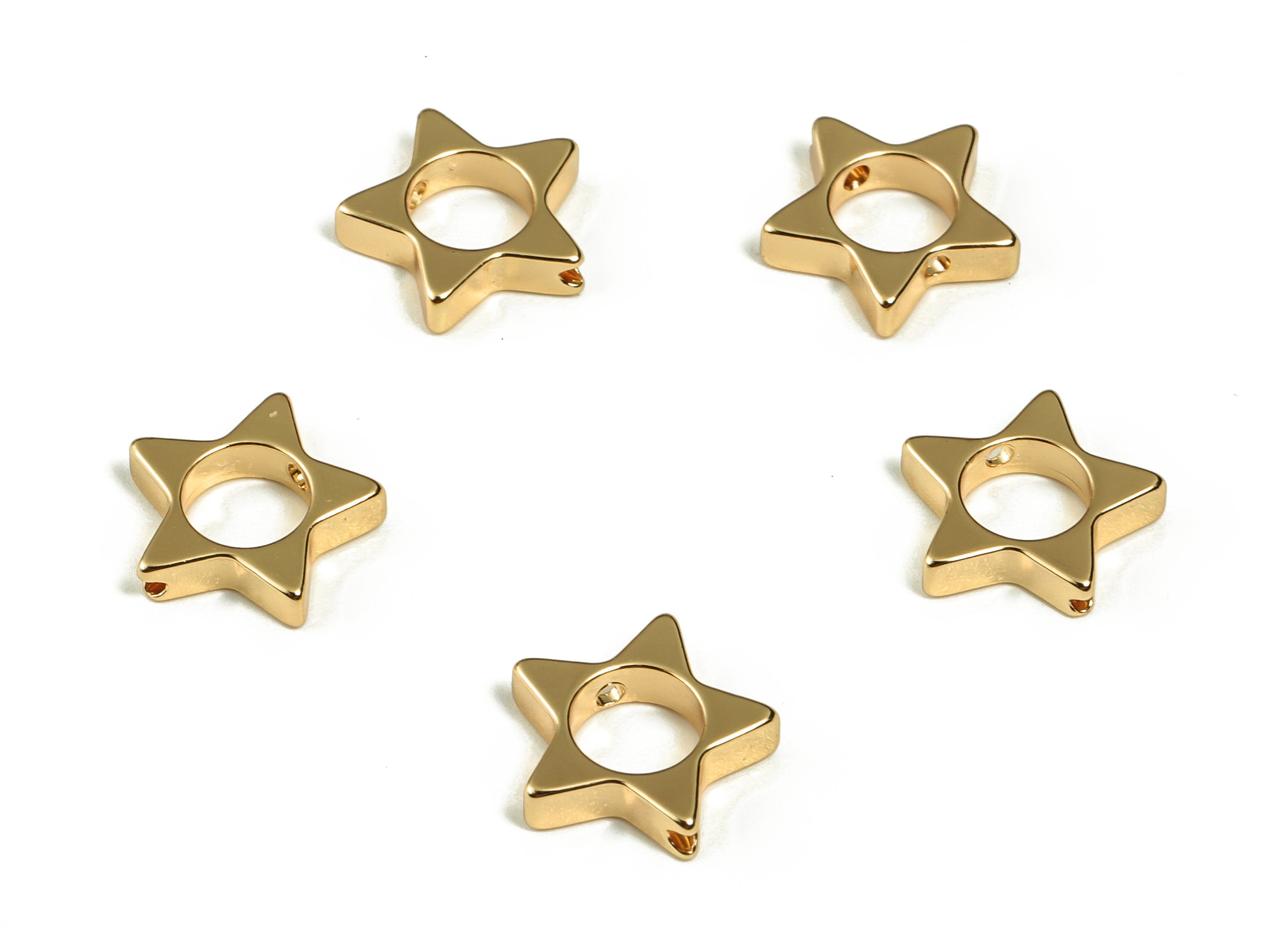 Brass Hollow Star Spacer Bead - Tiny Star Beads - 18K Real Gold Plated Hollow Star Bead - Jewelry Making Supplies -10.35x9.97x2.3mm- RGP3087 - DOMEDBAZAAR