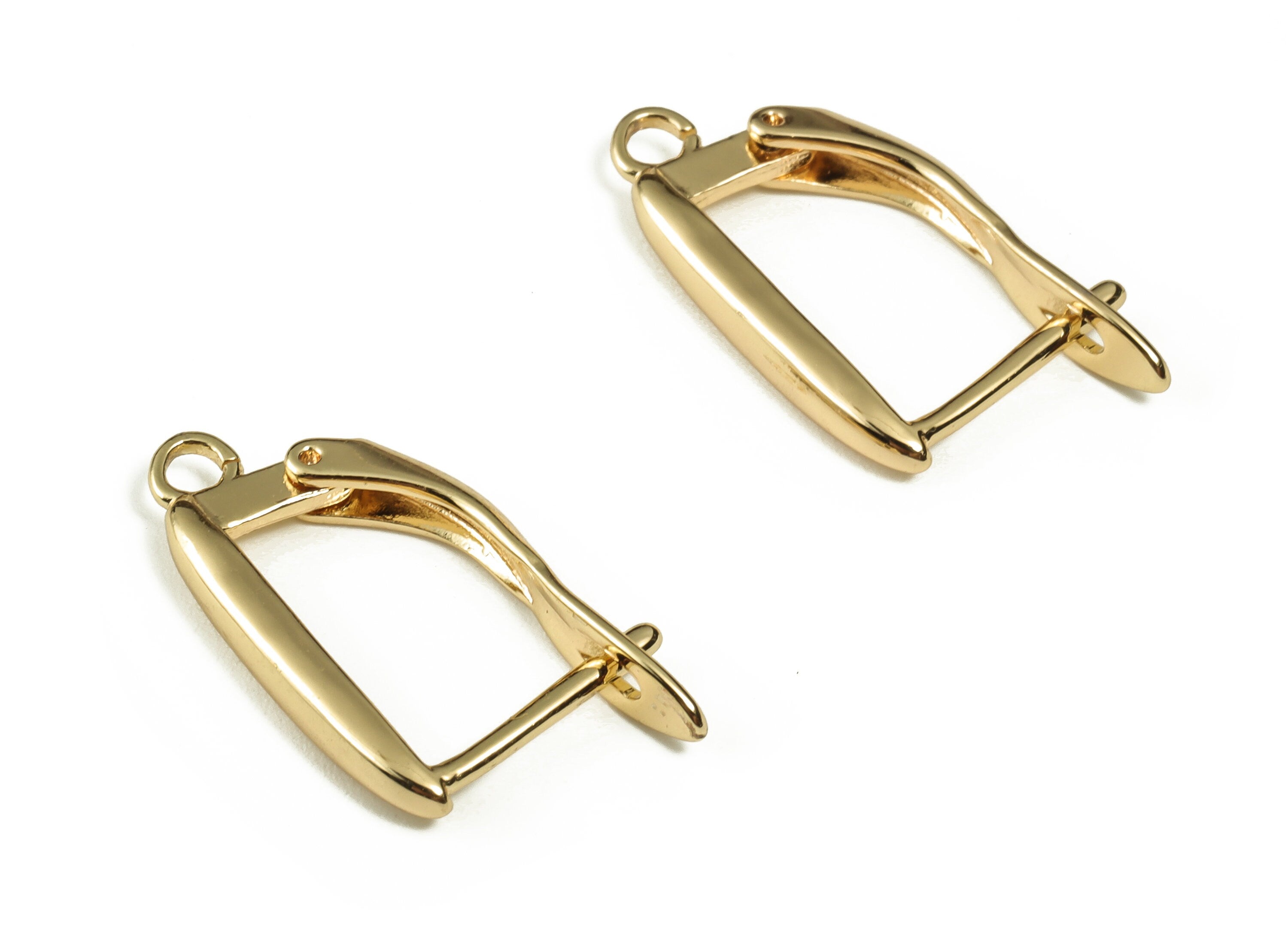 Brass Stud Earrings - Gold Plated Stud Earring with Loop - 18k Real Gold Plated Brass - Jewelry Making Supplies -21.04x10.96x1.77mm- RGP3277 - DOMEDBAZAAR