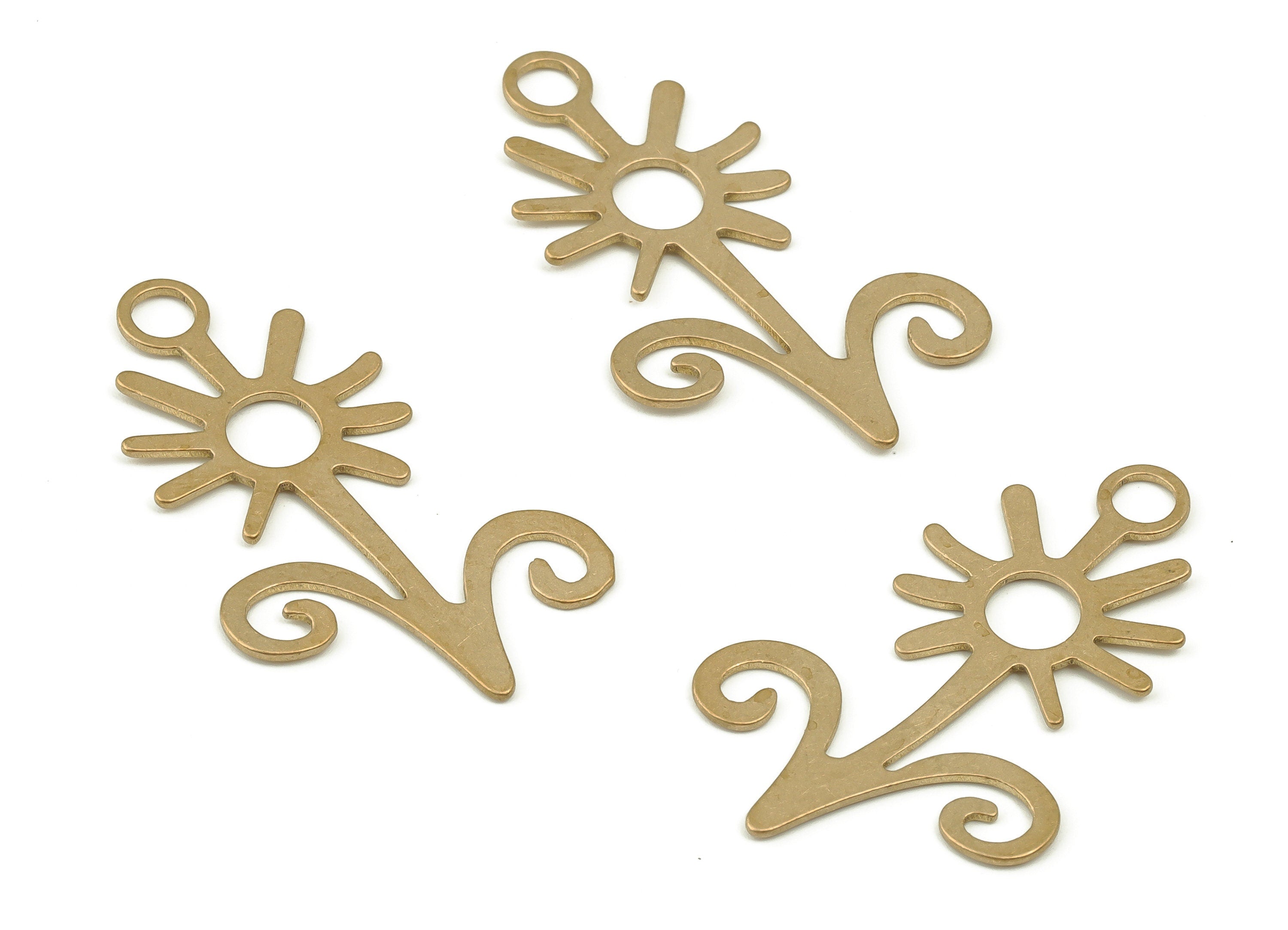 Brass Sunflower Earring Charms - Raw Brass Sunflower Pendant - Earring Finding - DIY Jewelry Making Supplies - 33.94x20.77x0.74mm - PP4691 - DOMEDBAZAAR