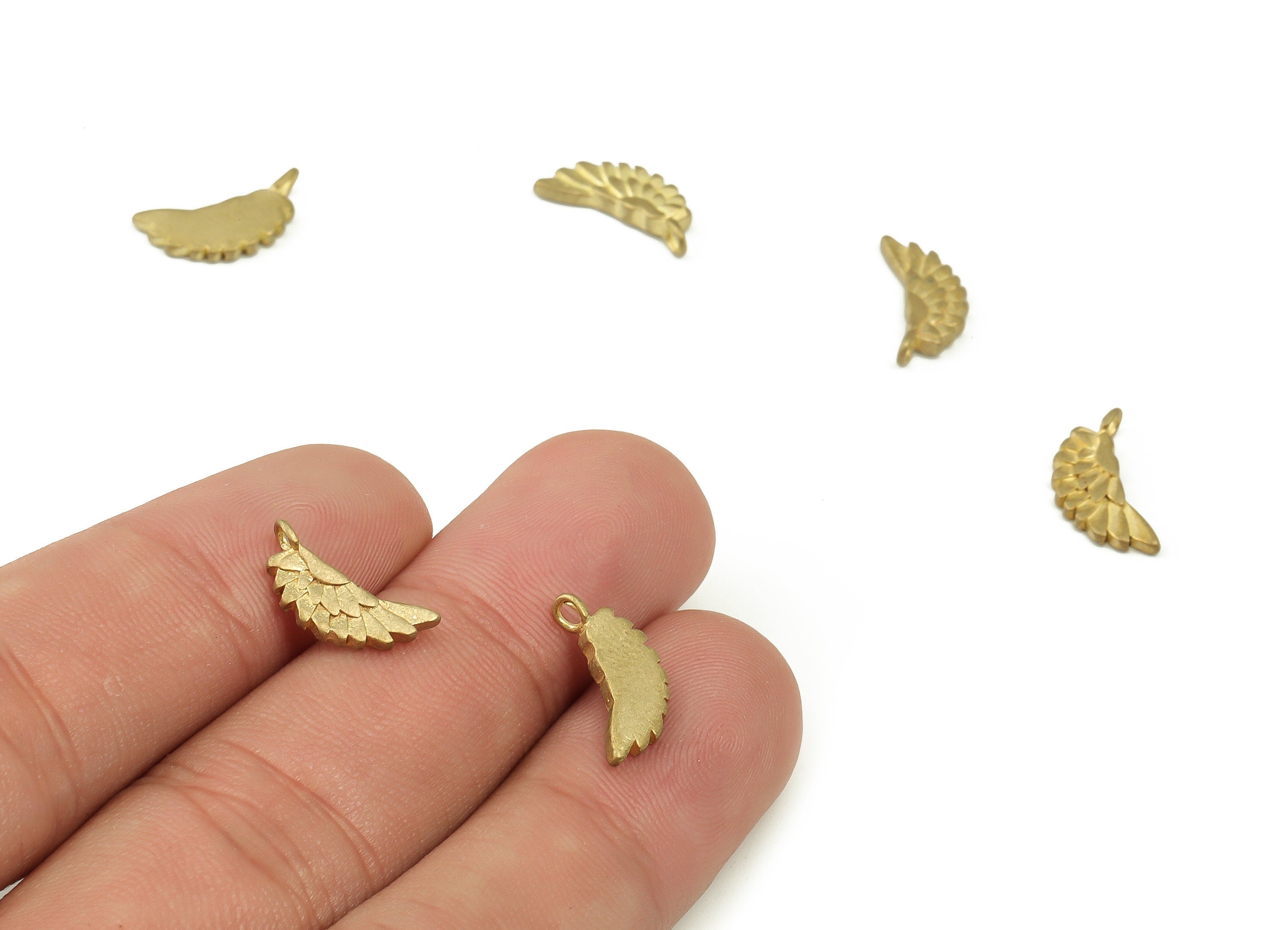Brass Wing Charm Pendant Charm - Raw Brass Geometric Angel Wing Earring Charm - Jewelry Making Supplies - 13.69x6.94x1.79mm - PP4506 - DOMEDBAZAAR