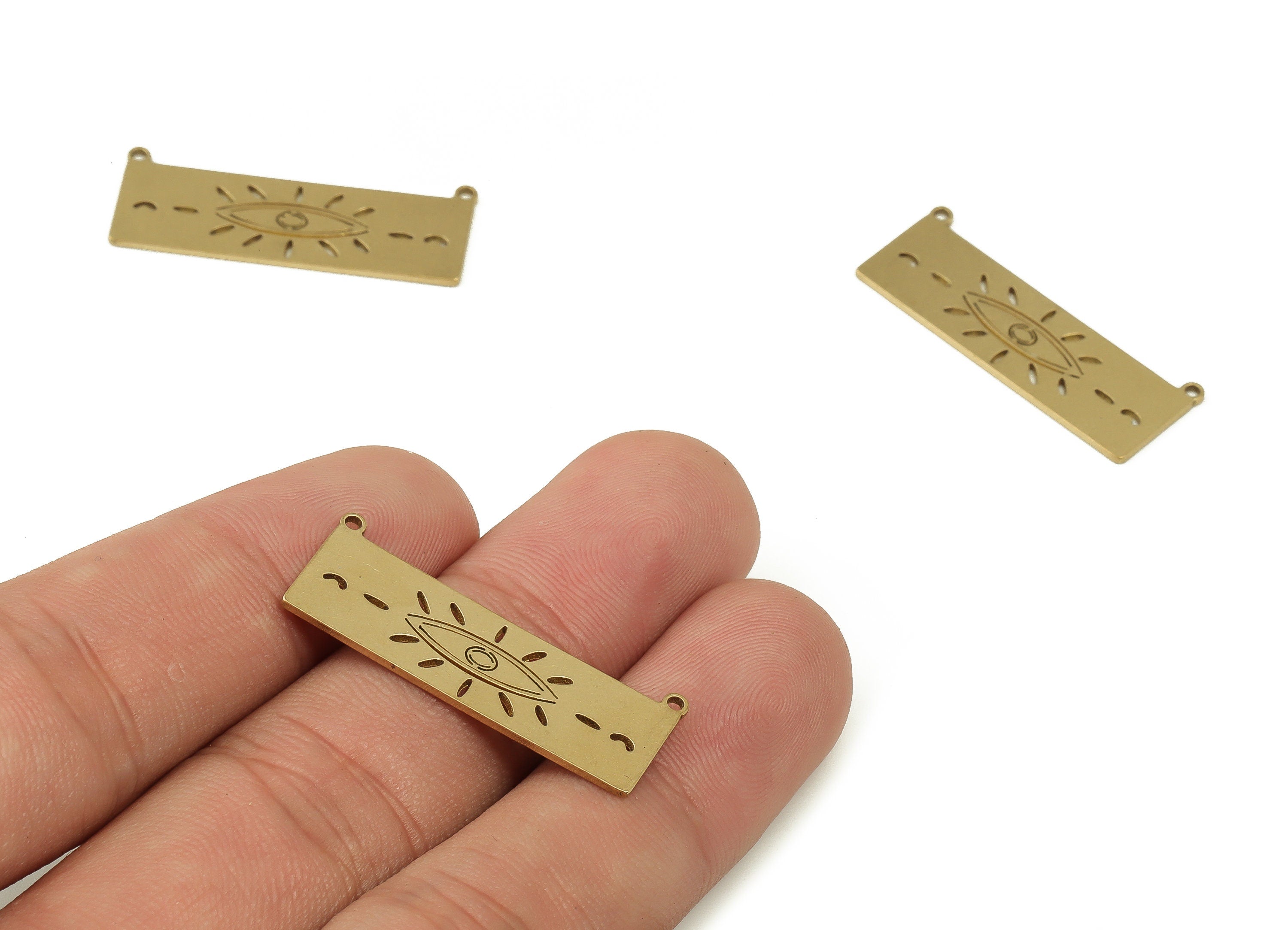 Brass Rectangle Earring Connector - Raw Brass Eye Earrings Connector -Eye Earrings Finding - Jewelry Supplies - 30.65x10.54x0.81mm - PP4605 - DOMEDBAZAAR