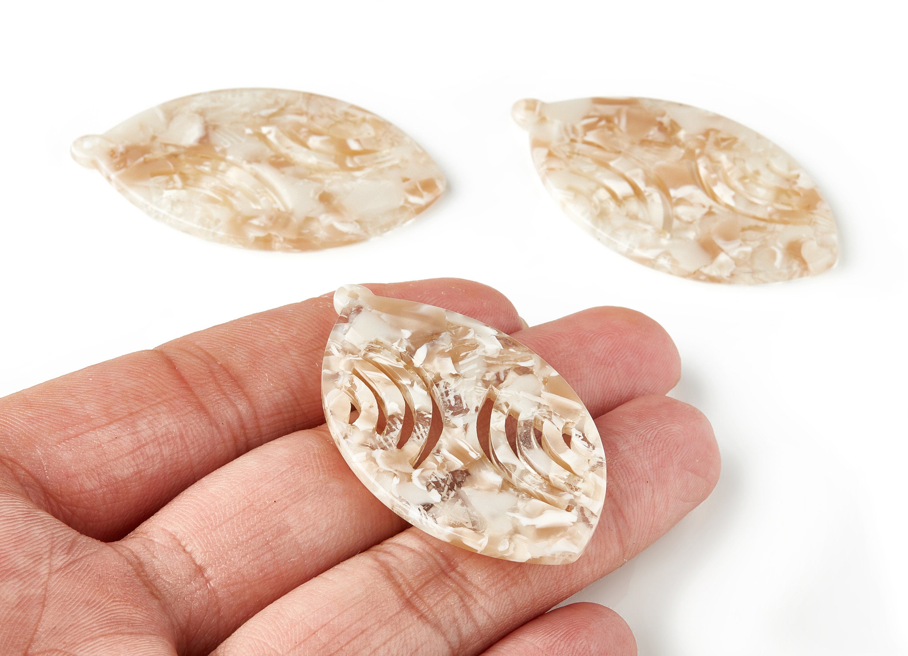 Acetate Leaf Charms - Leaf Earring and Pendant - Earring Findings - Jewelry Supplys - Color Code:A258- 49.72x29.67x2.54mm - AC1602-A290 - DOMEDBAZAAR
