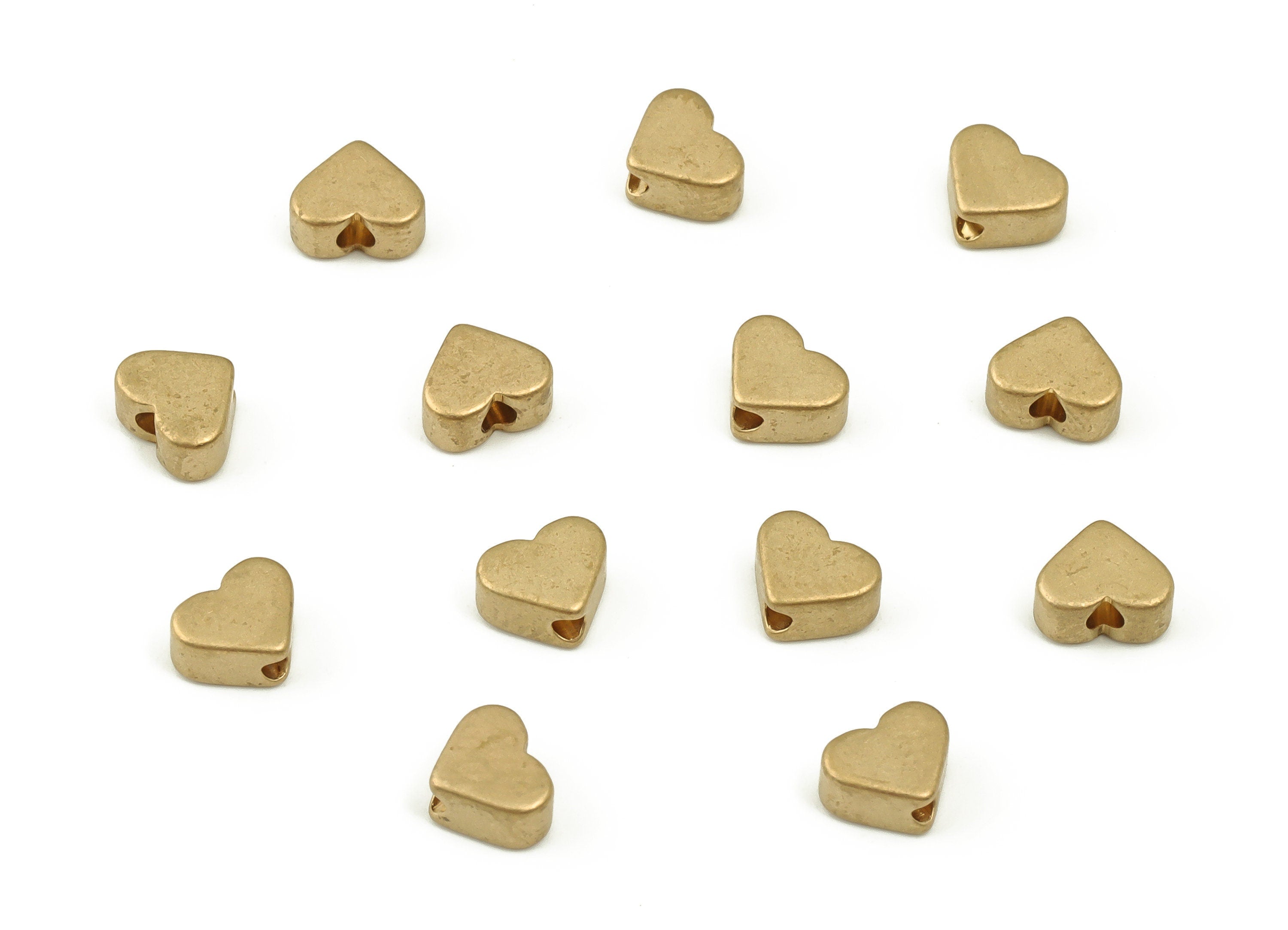 Heart Spacer Bead - Brass Heart Charms - Raw Brass Heart Pendant - Earrings Finding - Jewelry Making Supplies - 5.32x4.35x2.57mm - PP4241 - DOMEDBAZAAR