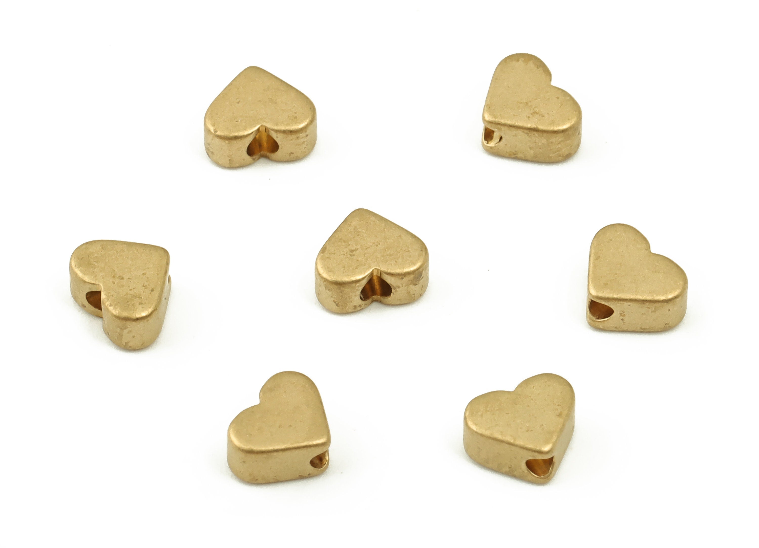 Heart Spacer Bead - Brass Heart Charms - Raw Brass Heart Pendant - Earrings Finding - Jewelry Making Supplies - 5.32x4.35x2.57mm - PP4241 - DOMEDBAZAAR