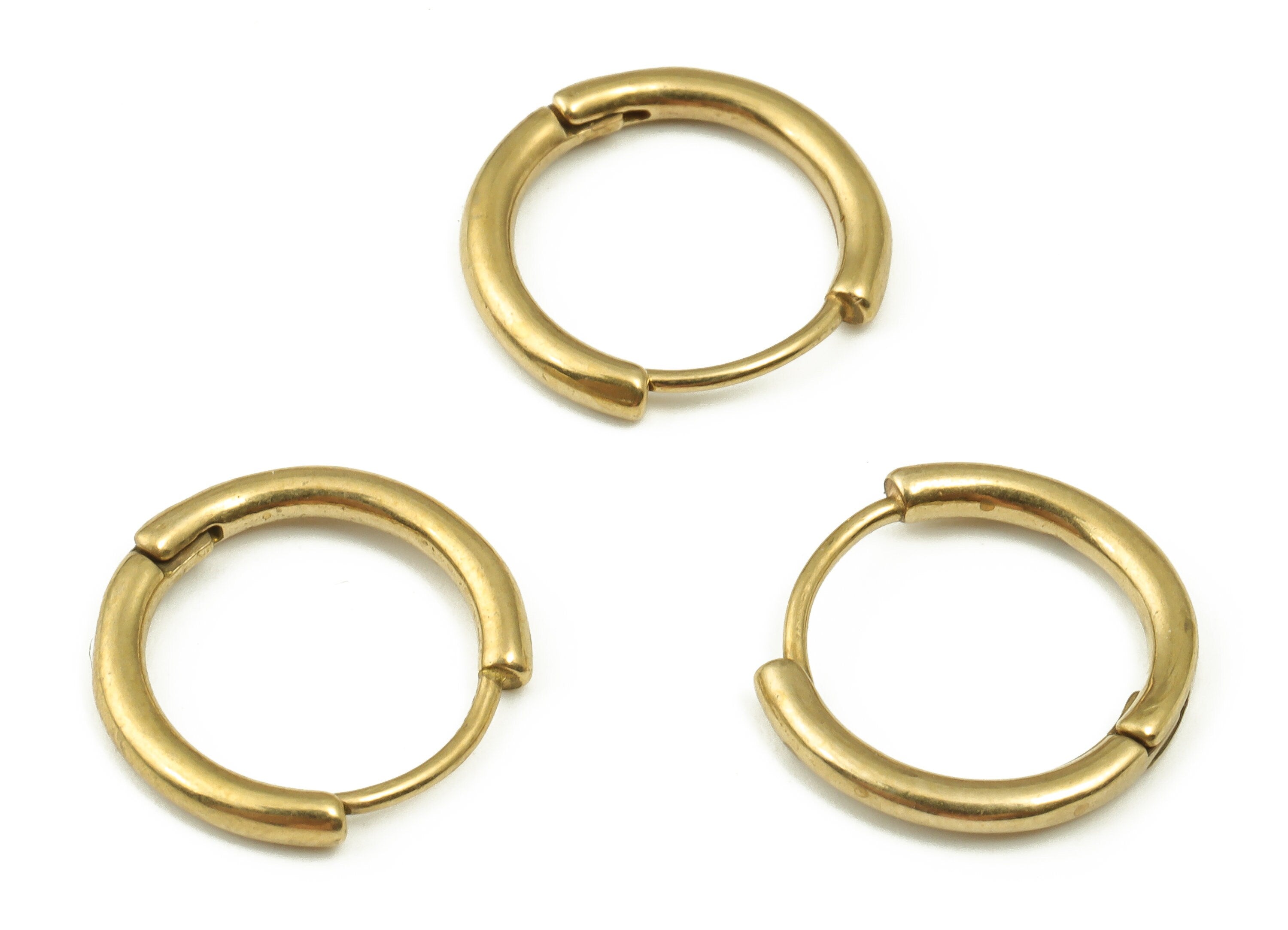 Round Hoop Thick Earring – Dainty Round Brass Huggie Earring – Chunky Hoop Earring – Small Circle Hoop Earring - 13.93x13.07x1.91mm - PP4236 - DOMEDBAZAAR