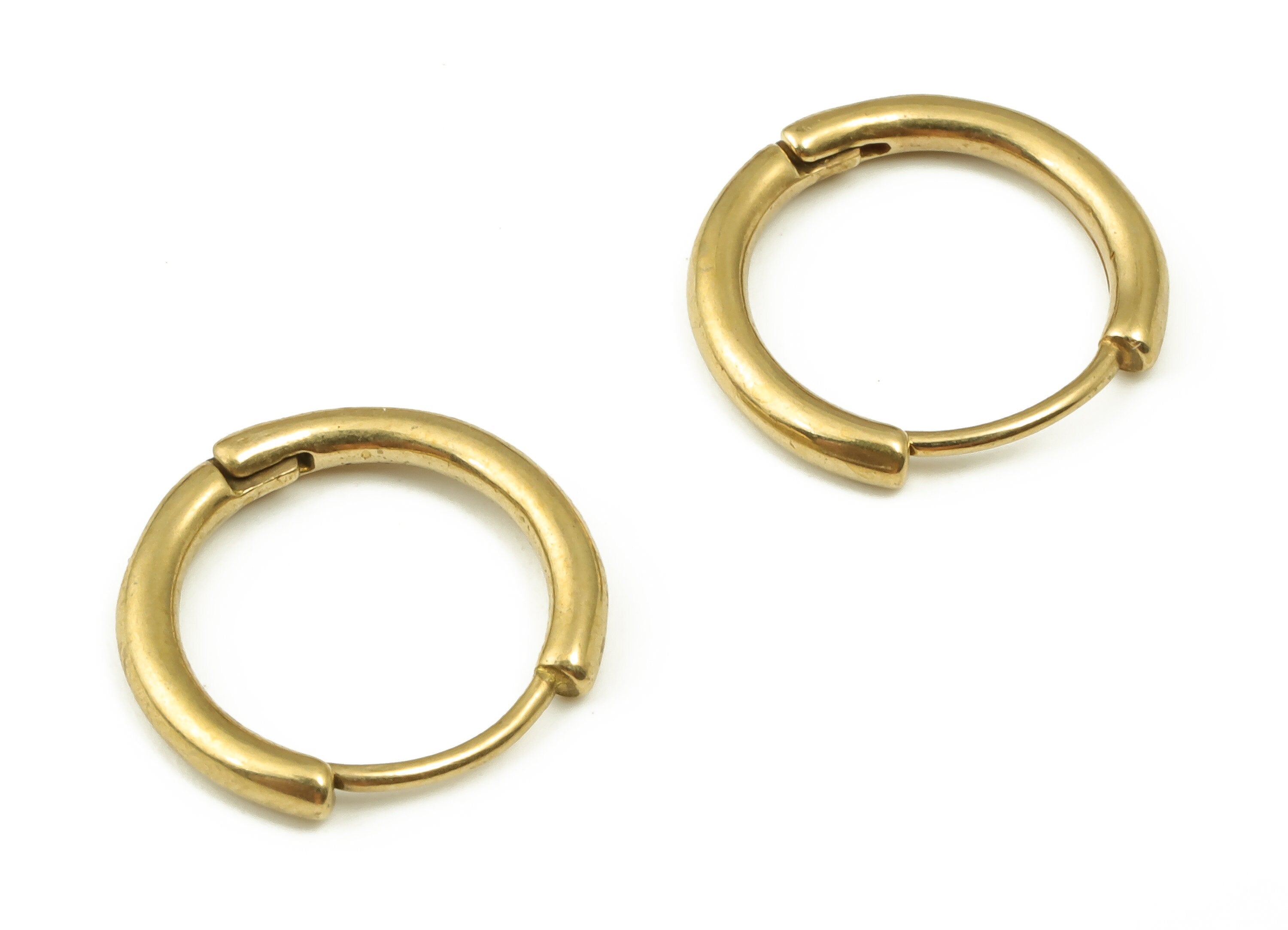 Round Hoop Thick Earring – Dainty Round Brass Huggie Earring – Chunky Hoop Earring – Small Circle Hoop Earring - 13.93x13.07x1.91mm - PP4236 - DOMEDBAZAAR