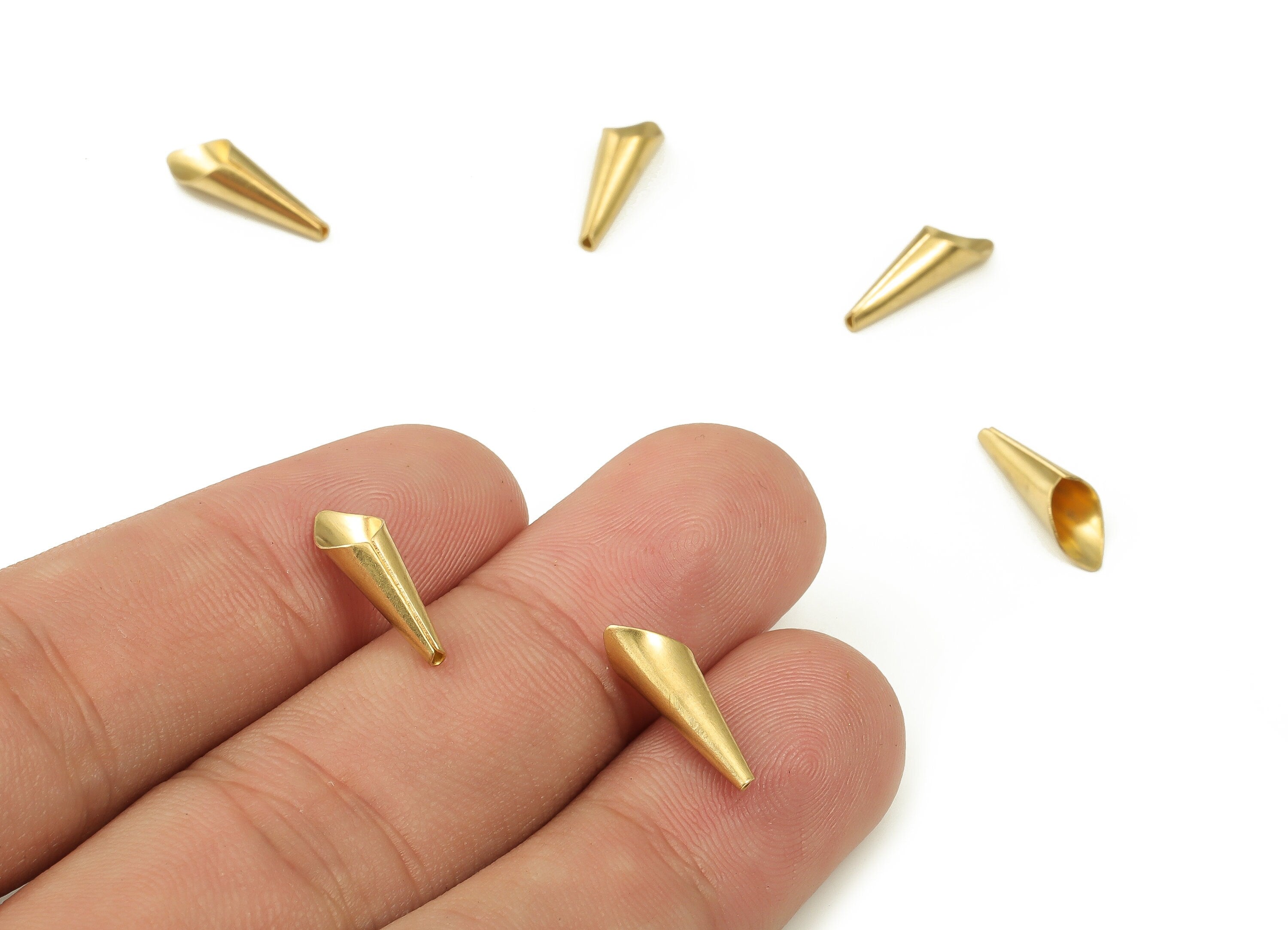 Brass Cone Bead Caps - Raw Brass Cone Bead Caps - Earring Findings - DIY Jewelry Making Supplies - 15.05x4.86x0.3mm - PP4368 - DOMEDBAZAAR