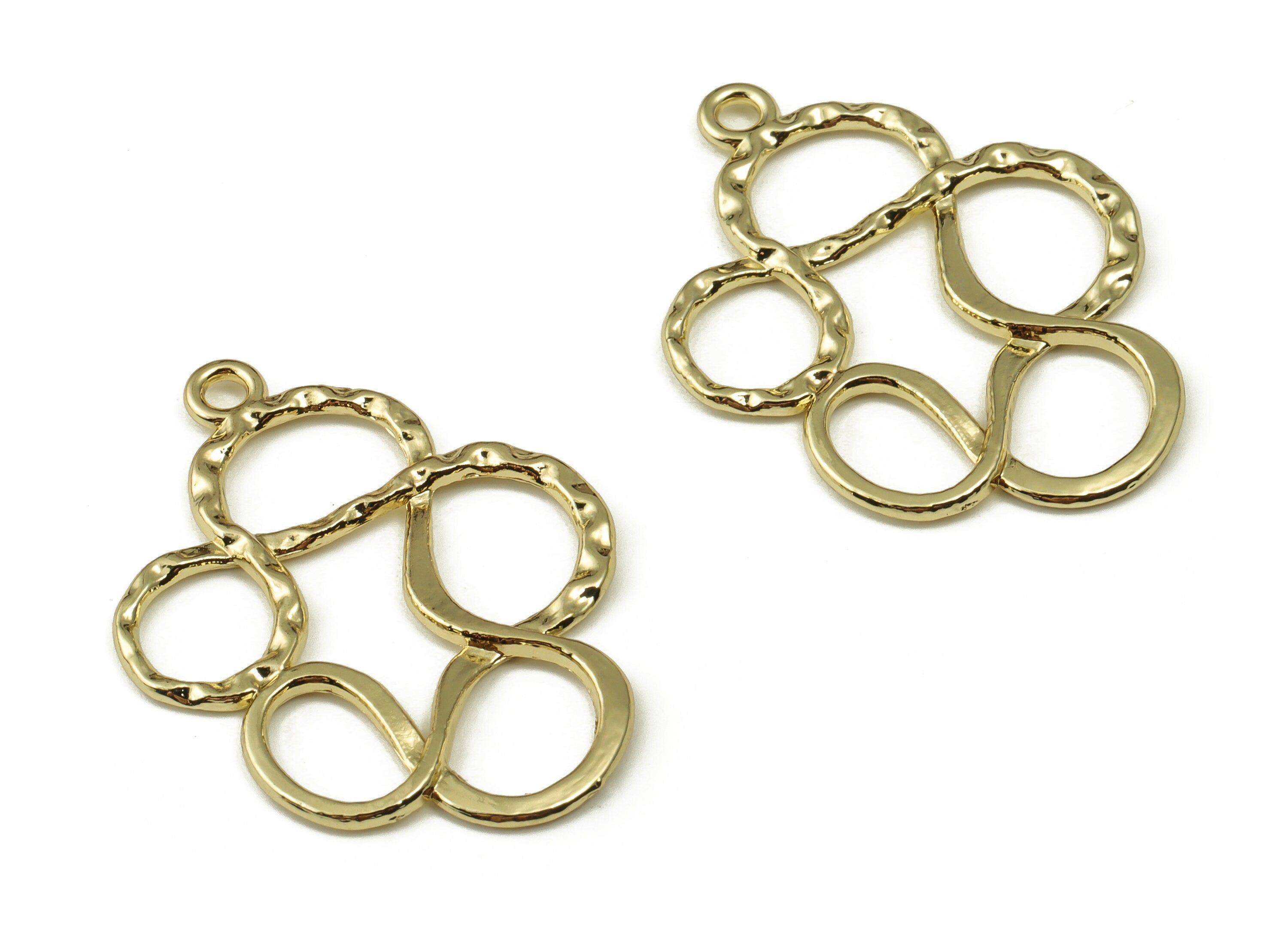 Zinc Alloy Knot Pendant Charms - Knot Earrings Charm - Gold Tone Plated Alloy Charms - Jewelry Making Supplies -31.04x23.98x1.55mm- ZZ1814 - DOMEDBAZAAR