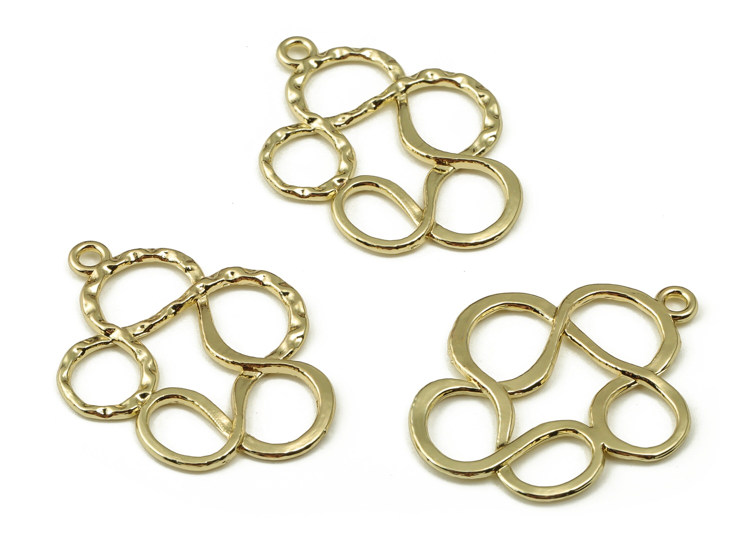 Zinc Alloy Knot Pendant Charms - Knot Earrings Charm - Gold Tone Plated Alloy Charms - Jewelry Making Supplies -31.04x23.98x1.55mm- ZZ1814 - DOMEDBAZAAR