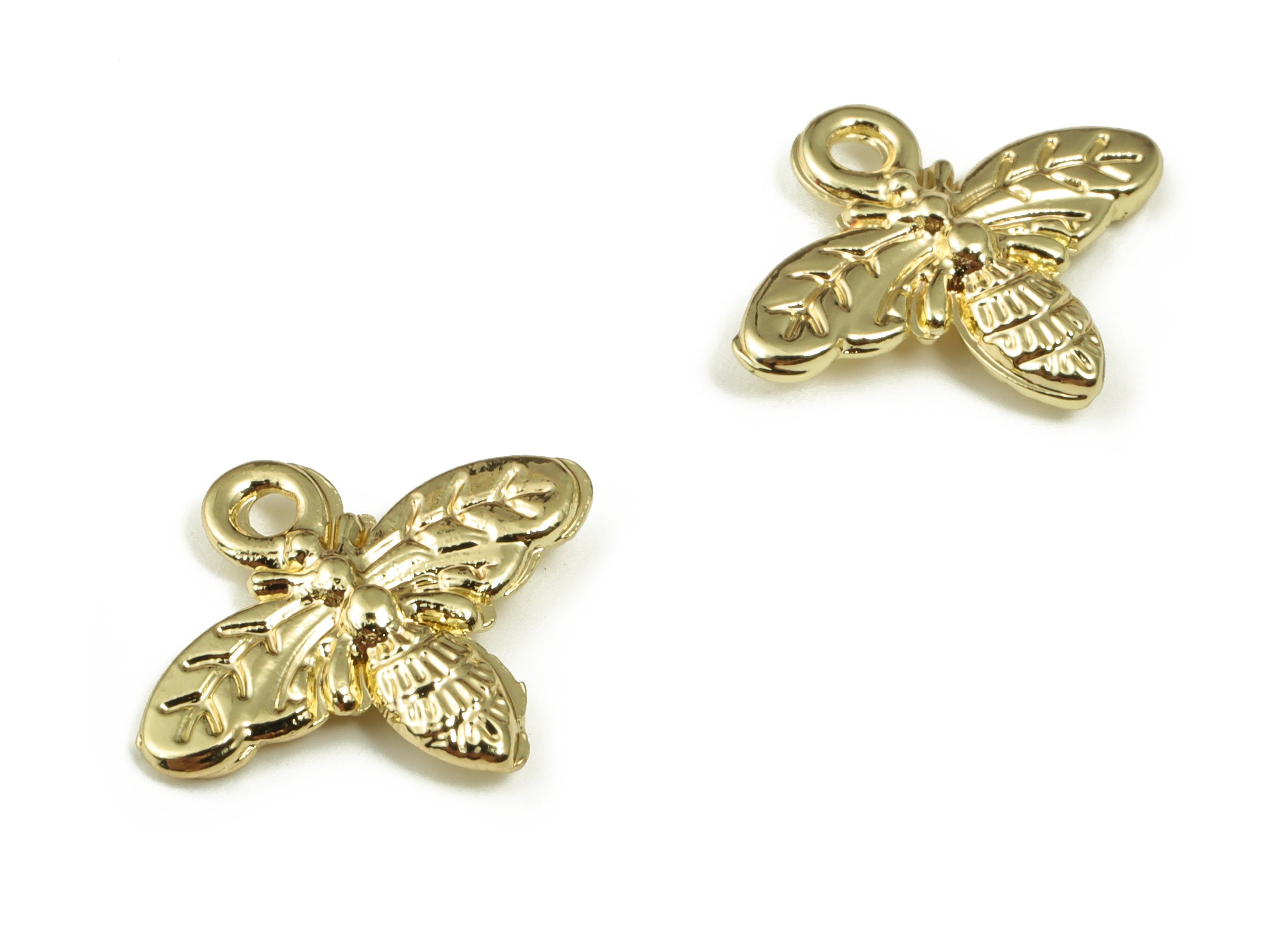 Alloy Bee Earrings Charm - Zinc Alloy Bee Pendant Charms - Gold Tone Plated Alloy Charm – DIY Jewelry Supplies -15.74x13.3x2.37mm - ZZ1818 - DOMEDBAZAAR