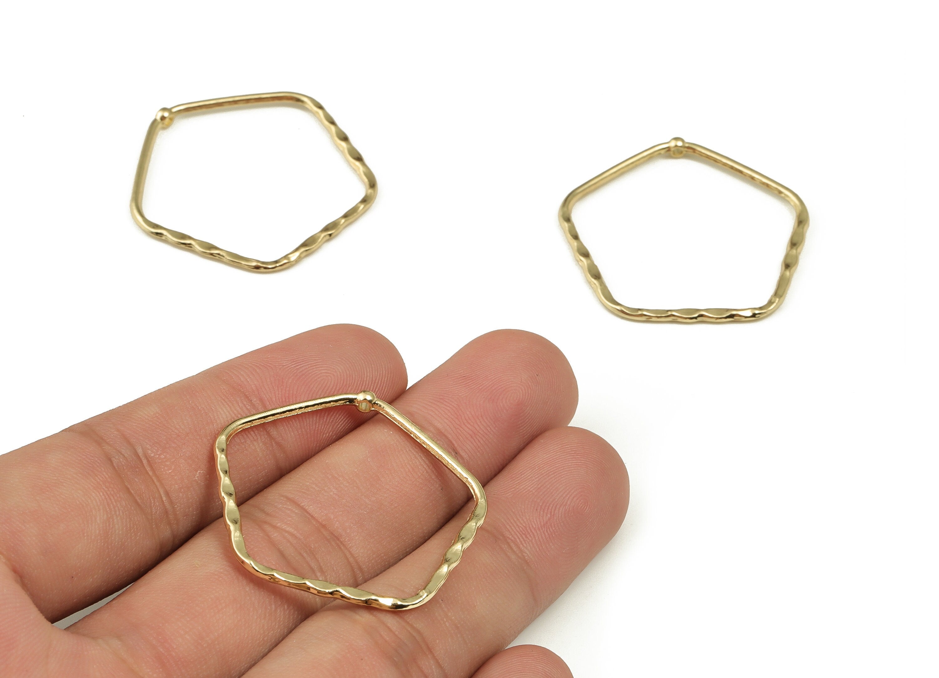 Alloy Hexagon Earring Charm - Zinc Alloy Hexagon Pendant Charm - Gold Tone Plated Alloy - Jewelry Making Supplies -33.93x33.8x1.68mm- ZZ1819 - DOMEDBAZAAR