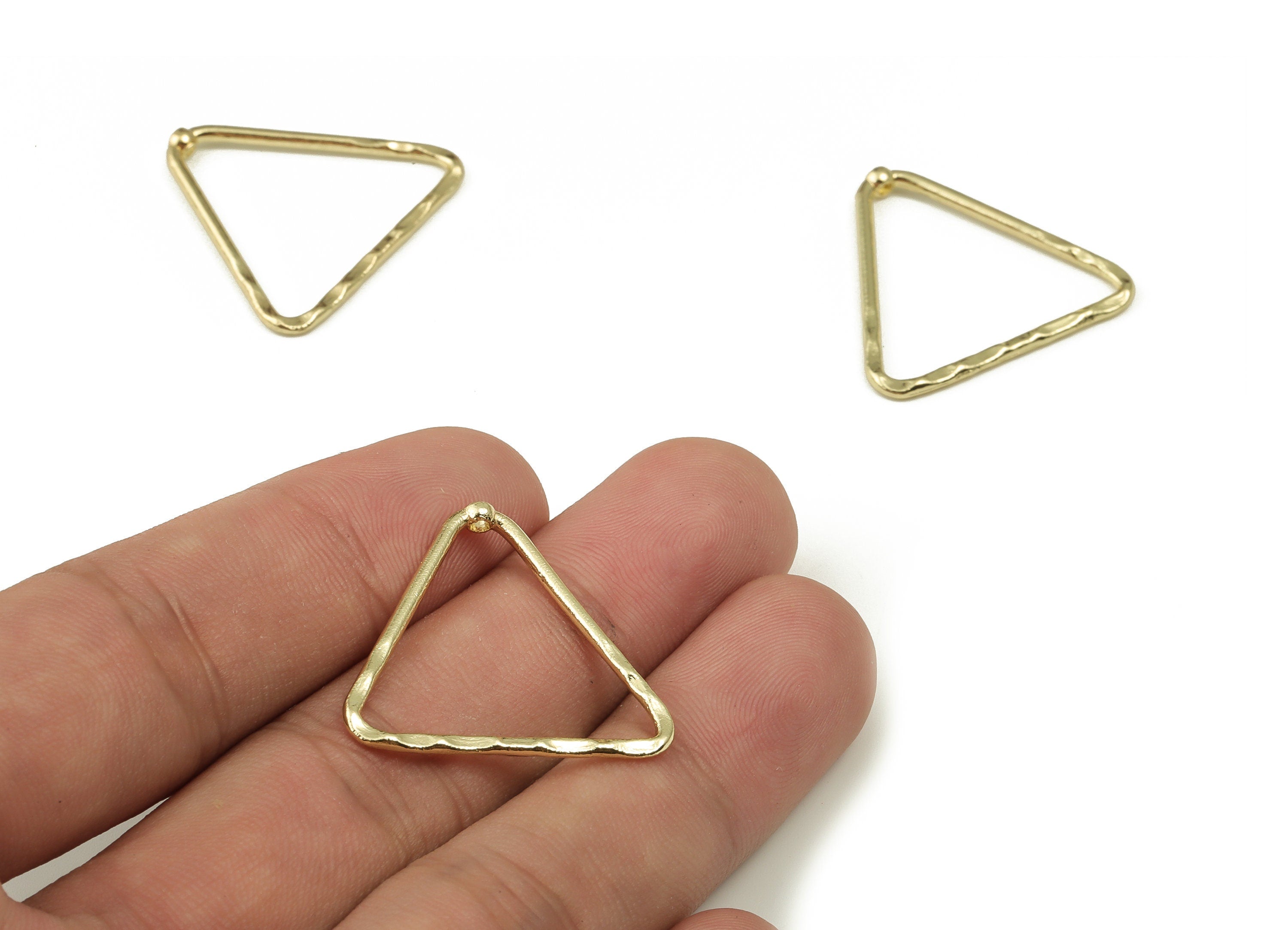 Triangle Earring Charms - Zinc Alloy Triangle Pendant Charm - Gold Tone Plated Alloy - Jewelry Making Supplies -24.91x24.72x1.62mm- ZZ1813 - DOMEDBAZAAR