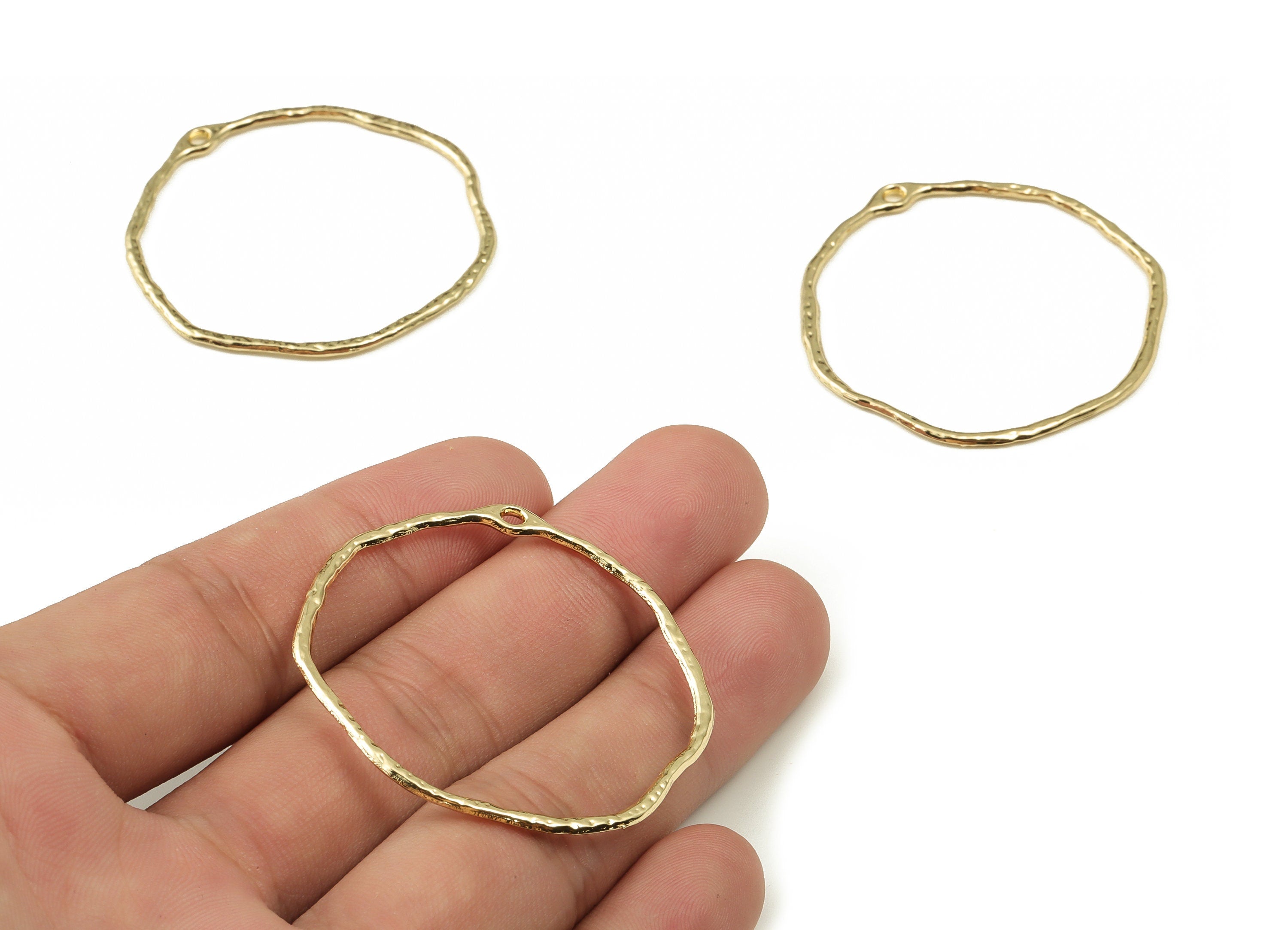 Alloy Round Earring Charms - Zinc Alloy Circle Pendant Charm - Gold Tone Plated Alloy - Jewelry Making Supplies -43.38x42.23x1.43mm- ZZ1817 - DOMEDBAZAAR