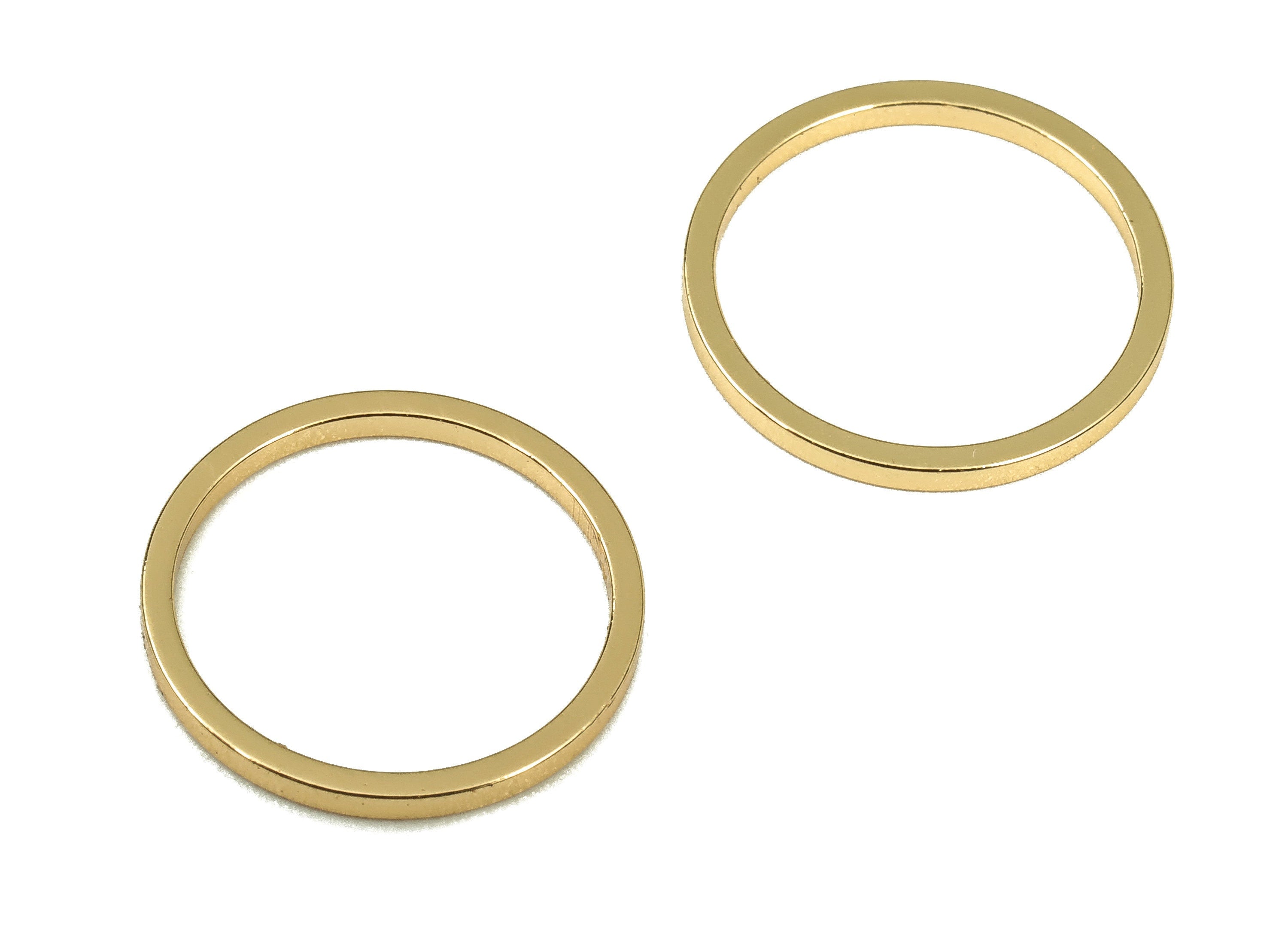 Brass Round Connector - Gold Round Links - Brass Circle Connector - 18K Real Gold Plated  Brass - Jewelry Supplies - 14x1x1mm - RGP3310-14 - DOMEDBAZAAR
