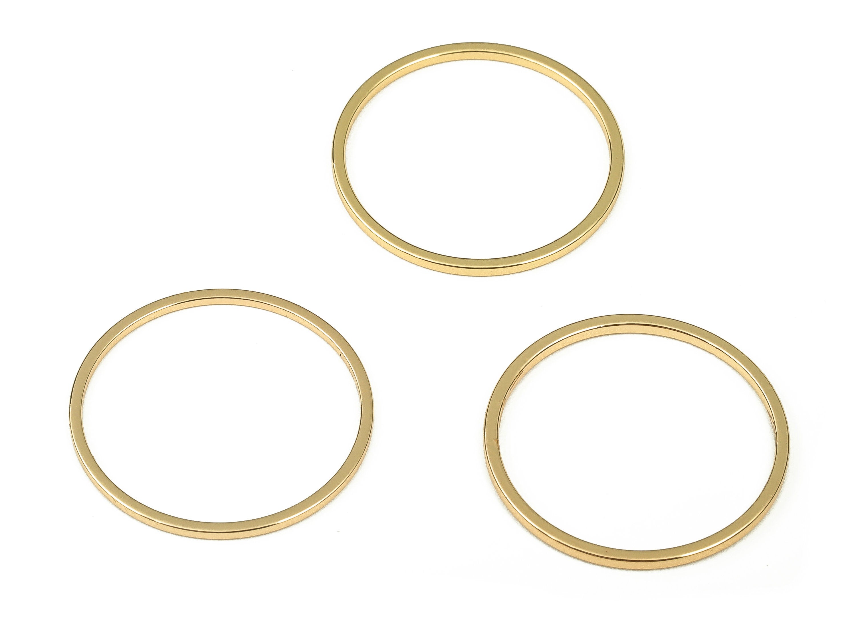 Brass Round Connector – Gold Round Links – Brass Circle Connector - 18K Real Gold Plated Brass – DIY Brass Finding - 21×1×1mm - RGP3310-21 - DOMEDBAZAAR
