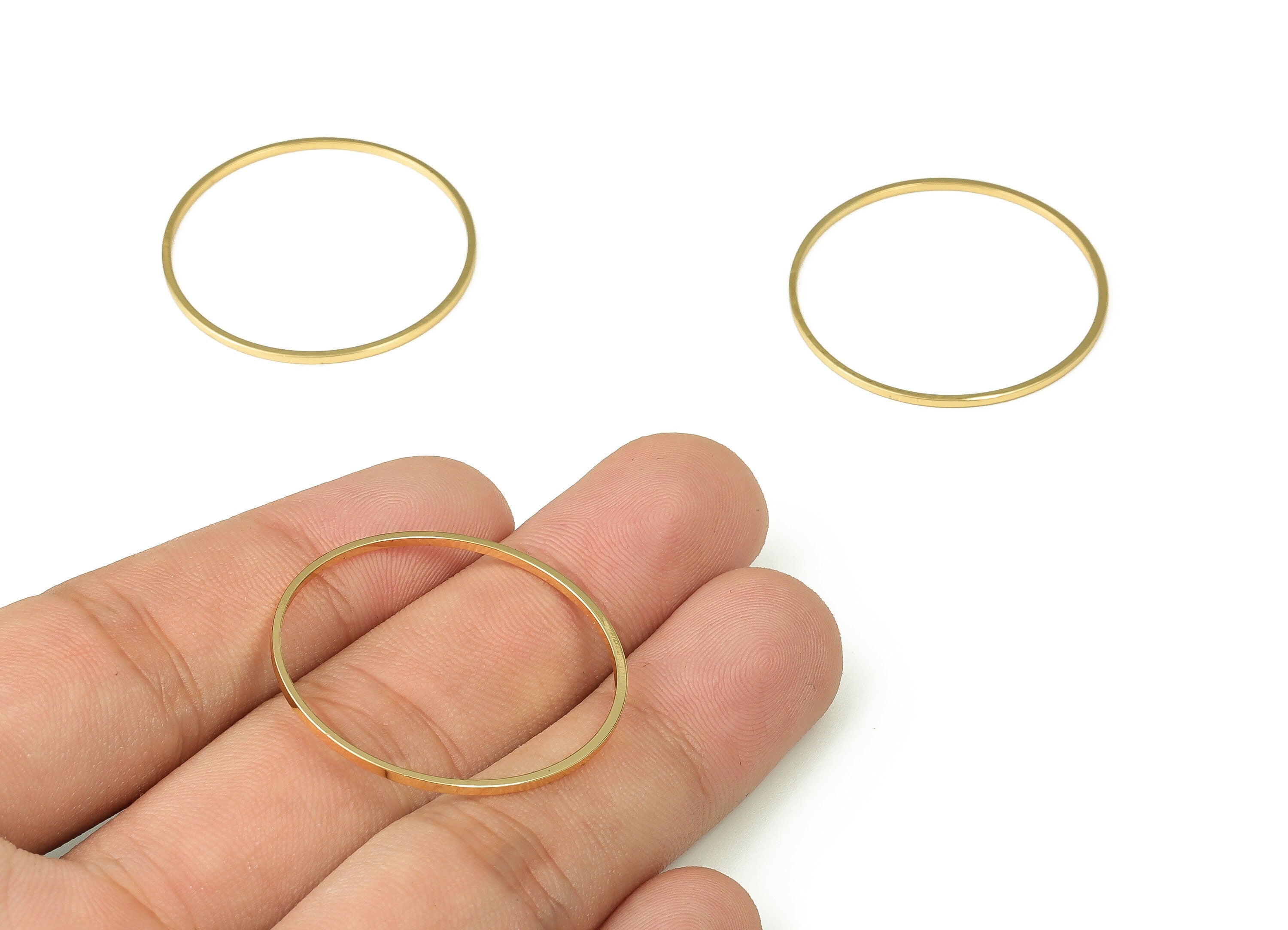 Brass Round Connector - Gold Round Links - Brass Circle Connector - 18K Real Gold Plated  Brass - Jewelry Supplies - 32x1x1mm - RGP3310-32 - DOMEDBAZAAR