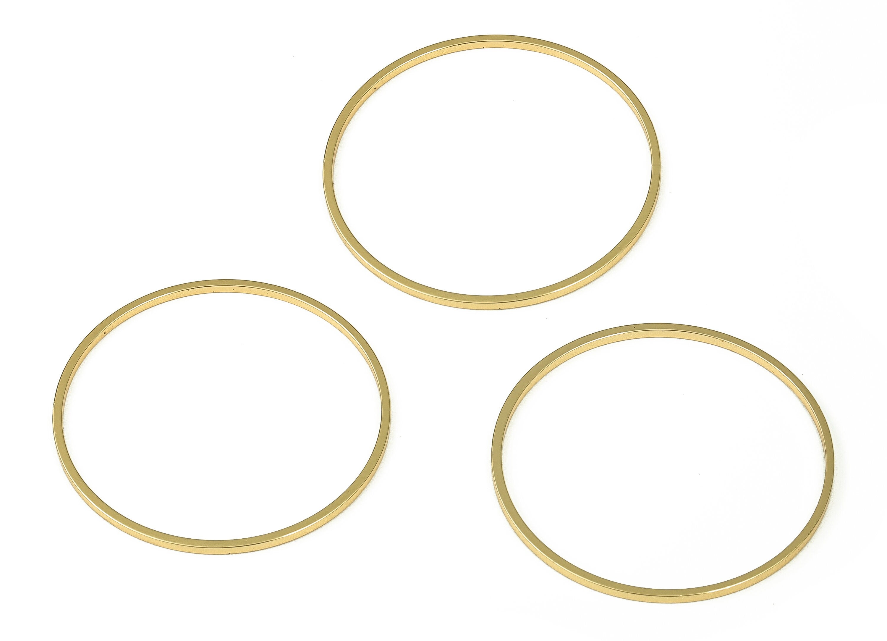 Brass Round Connector - Gold Round Links - Brass Circle Connector - 18K Real Gold Plated  Brass - Jewelry Supplies - 32x1x1mm - RGP3310-32 - DOMEDBAZAAR