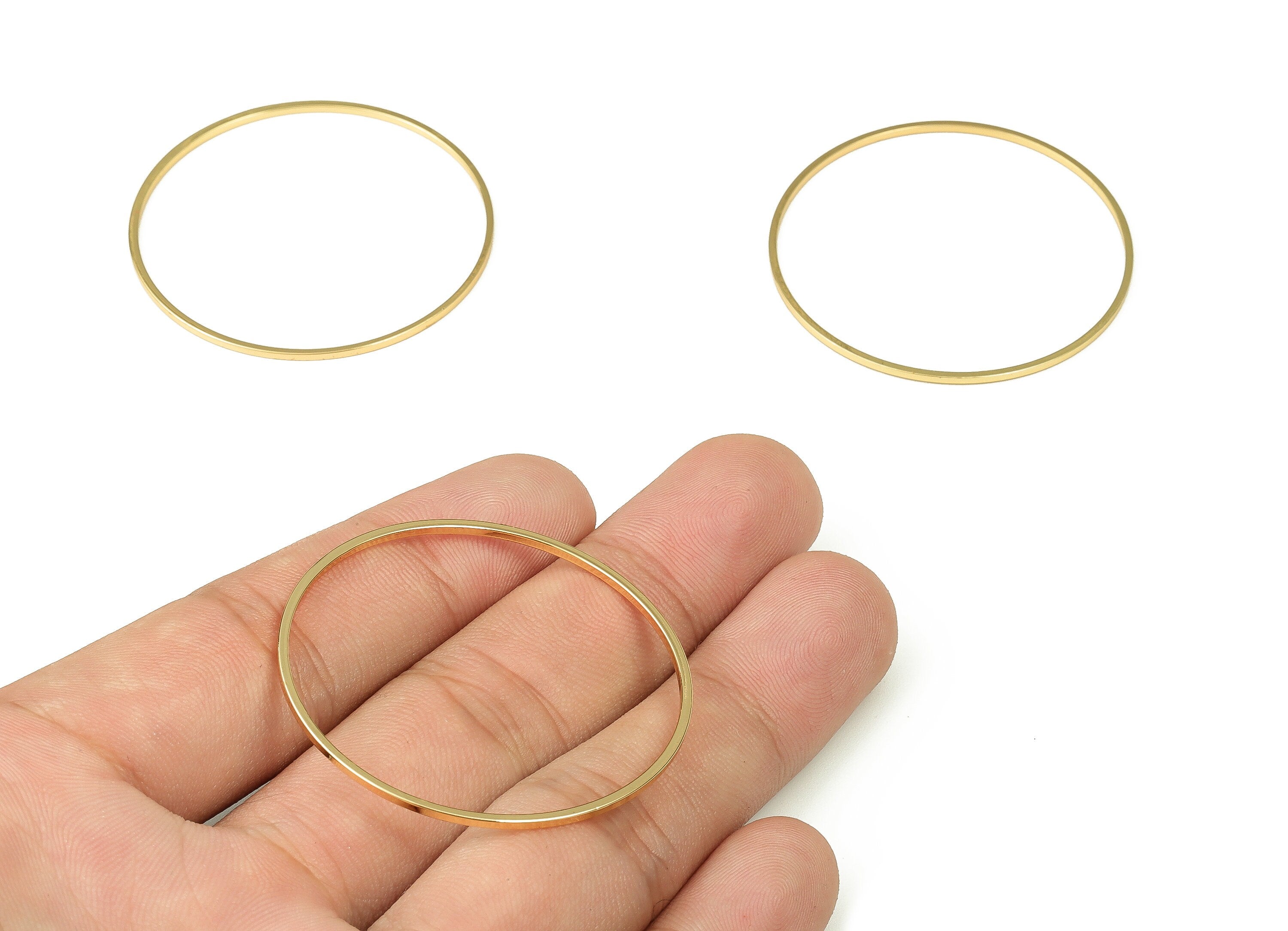 Brass Round Connector - Gold Round Links - Brass Circle Connector - 18K Real Gold Plated  Brass - Jewelry Supplies - 42x1x1mm - RGP3310-42 - DOMEDBAZAAR