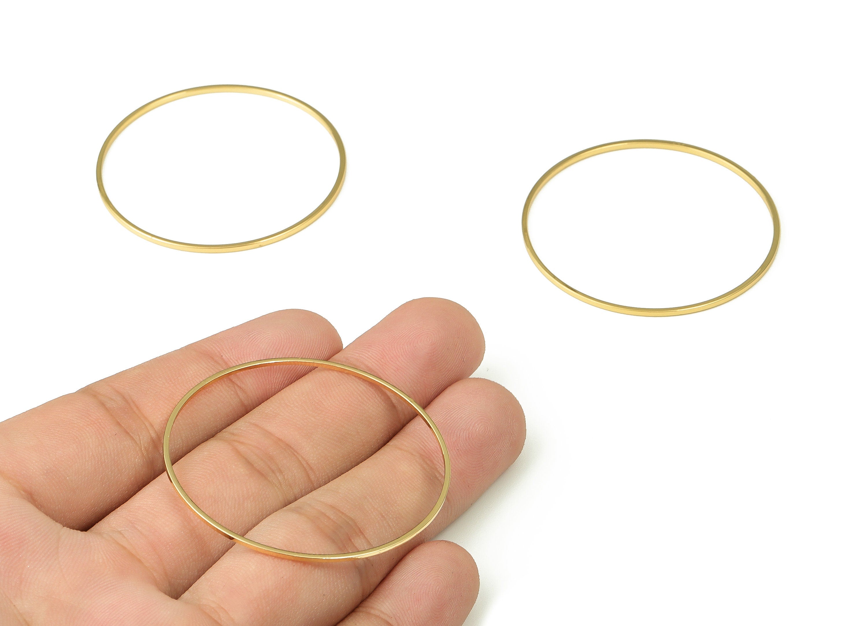 Brass Round Connector - Gold Round Links - Brass Circle Connector - 18K Real Gold Plated  Brass - Jewelry Supplies - 45x1x1mm - RGP3310-45 - DOMEDBAZAAR