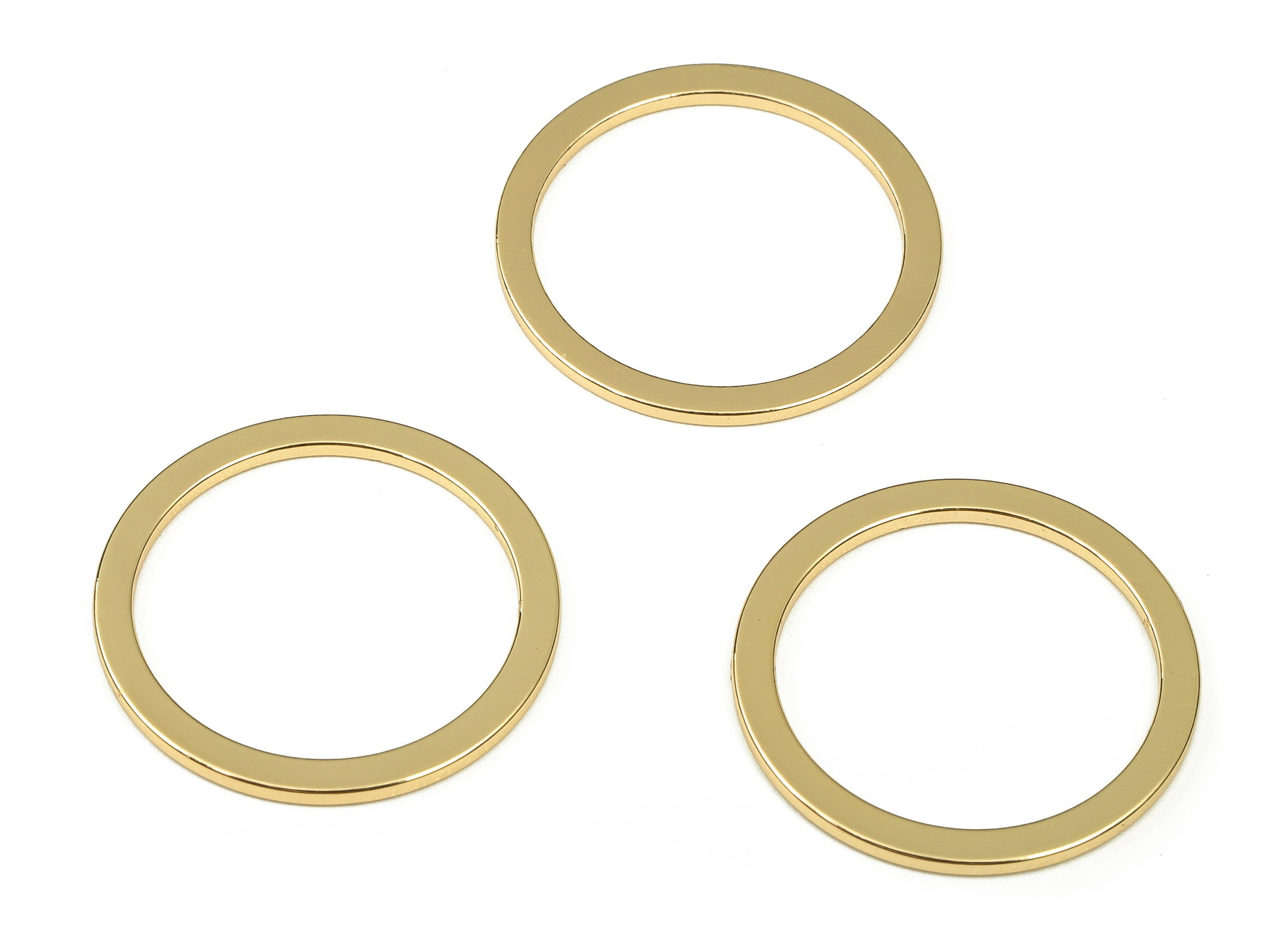 Brass Round Connector - Gold Round Links - Brass Circle Connector - 18K Real Gold Plated  Brass - Jewelry Supplies - 20x2x1mm - RGP3312-20 - DOMEDBAZAAR