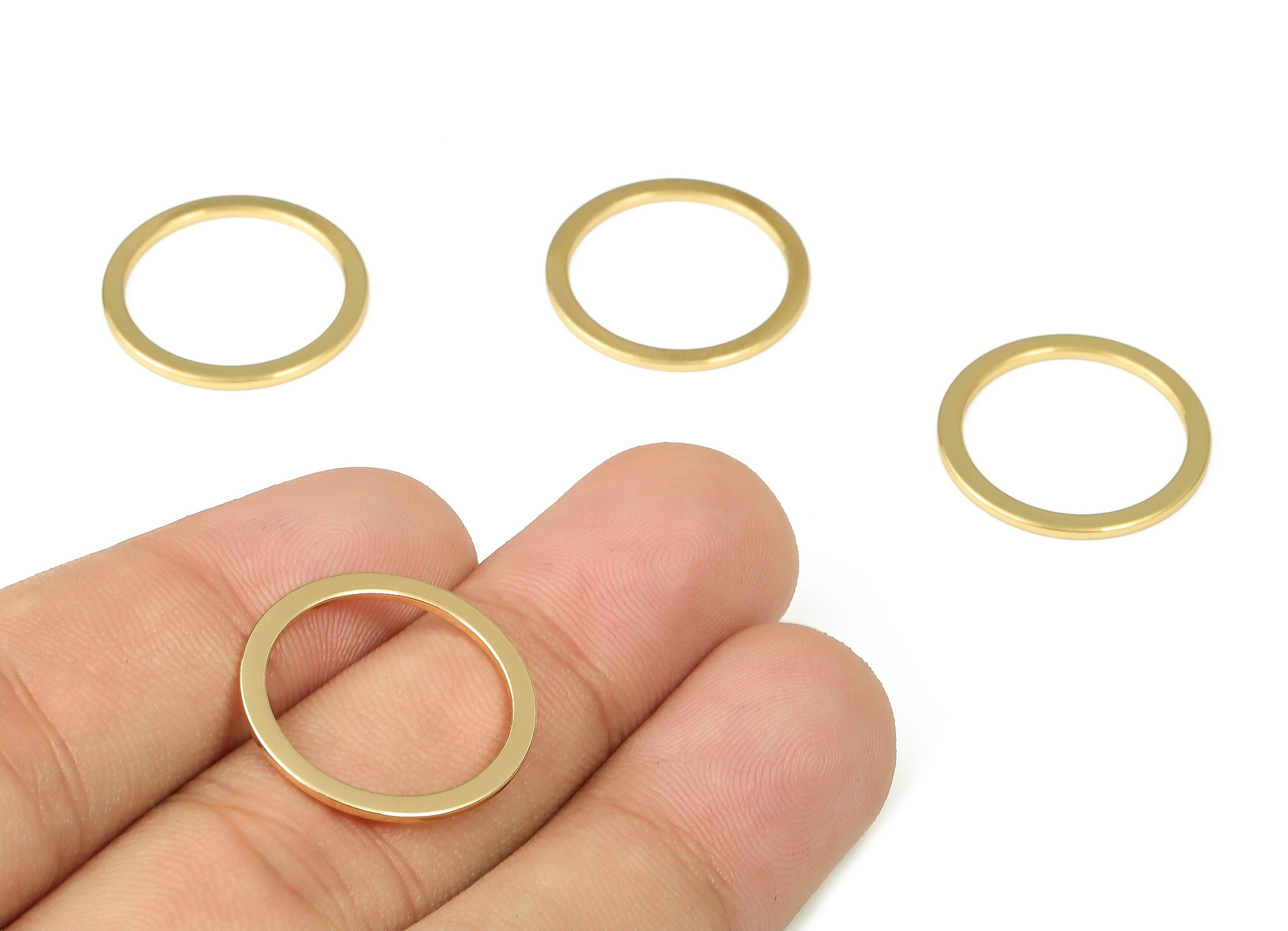 Brass Round Connector - Gold Round Links - Brass Circle Connector - 18K Real Gold Plated  Brass - Jewelry Supplies - 20x2x1mm - RGP3312-20 - DOMEDBAZAAR