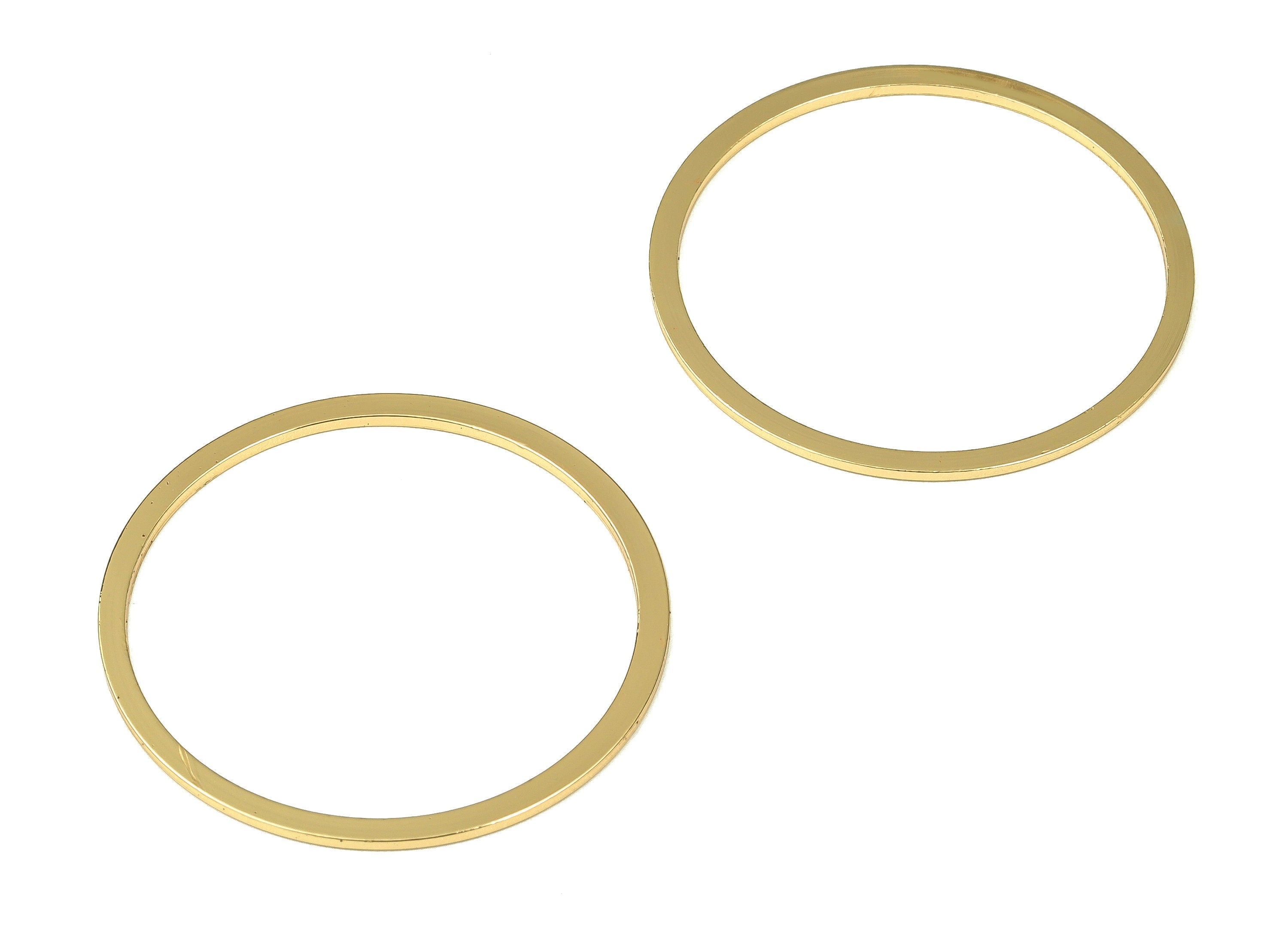 Brass Round Connector - Gold Round Links - Brass Circle Connector - 18K Real Gold Plated  Brass - Jewelry Supplies - 35x2x1mm - RGP3312-35 - DOMEDBAZAAR