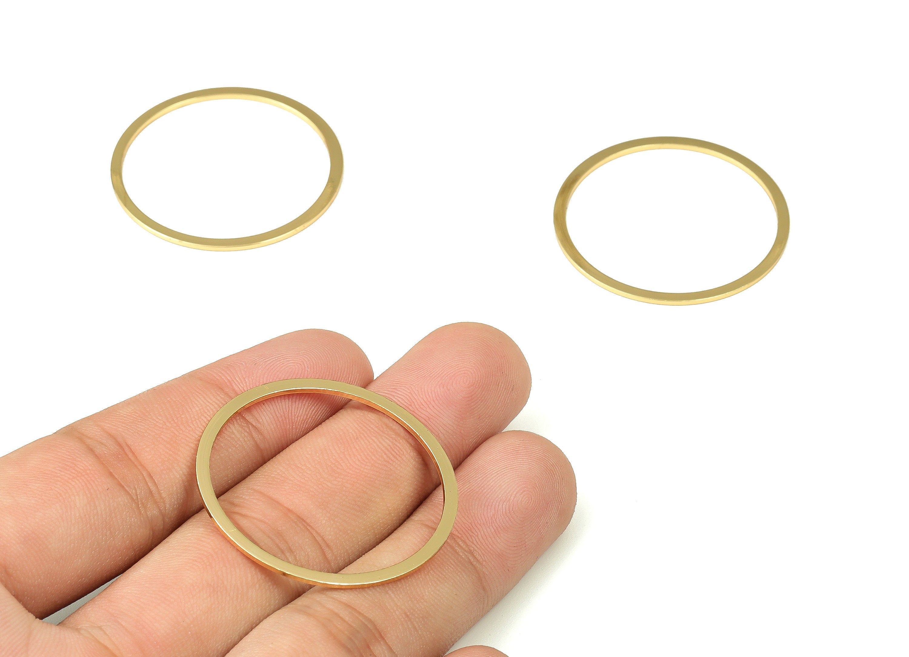 Brass Round Connector - Gold Round Links - Brass Circle Connector - 18K Real Gold Plated  Brass - Jewelry Supplies - 35x2x1mm - RGP3312-35 - DOMEDBAZAAR