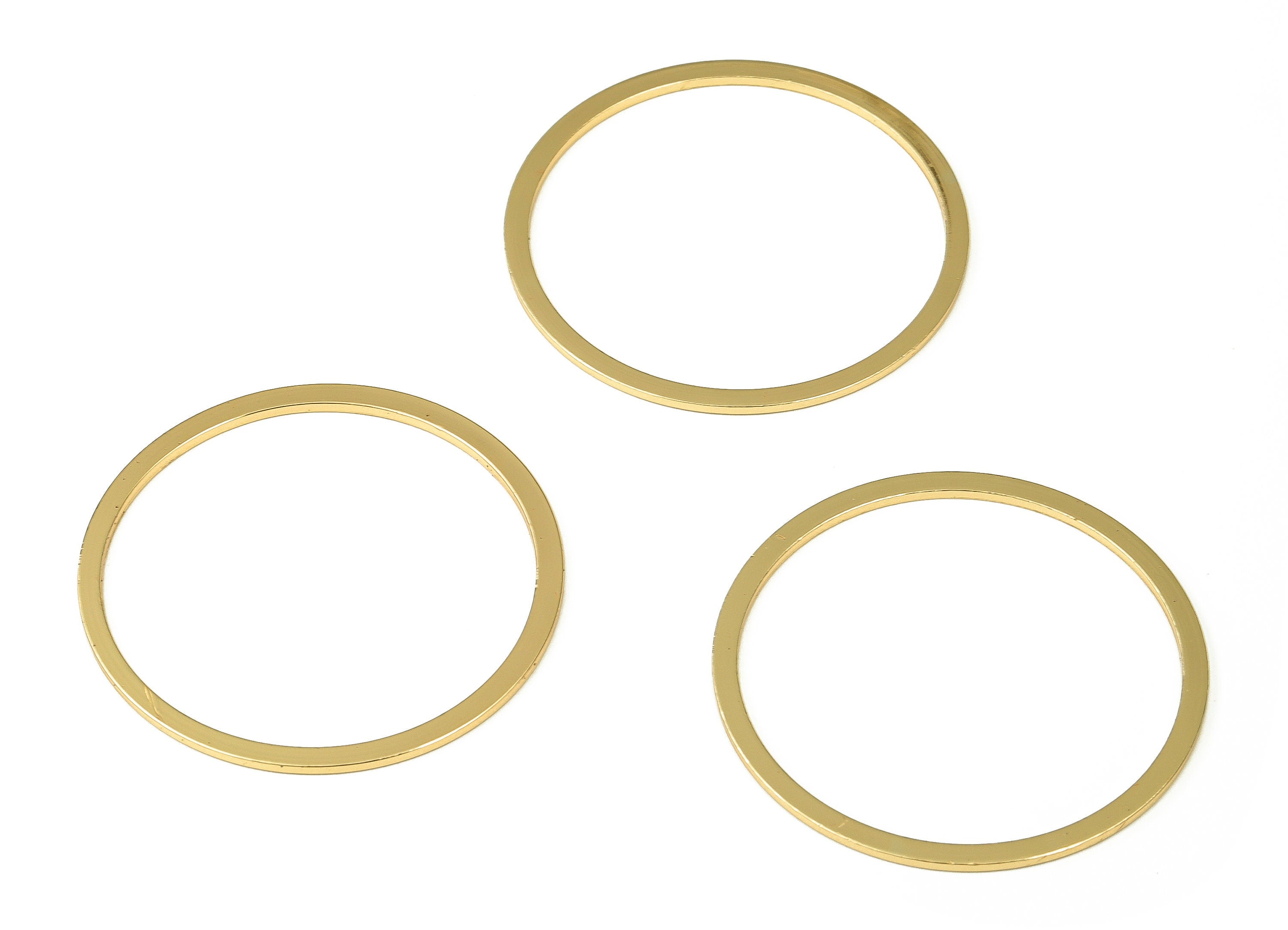 Brass Round Connector - Gold Round Links - Brass Circle Connector - 18K Real Gold Plated  Brass - Jewelry Supplies - 35x2x1mm - RGP3312-35 - DOMEDBAZAAR