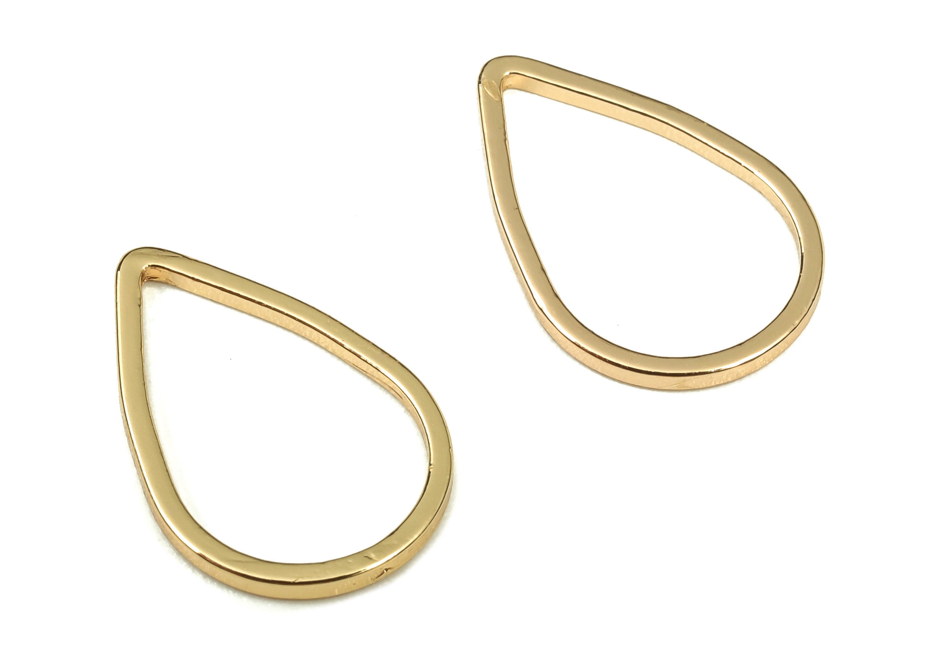 Drop Earring Charms - Drop Pendant Charms – Brass Drop Connectors - 18K Real Gold Plated Brass – Jewelry Making - 16x11x1mm - RGP3314-16 - DOMEDBAZAAR