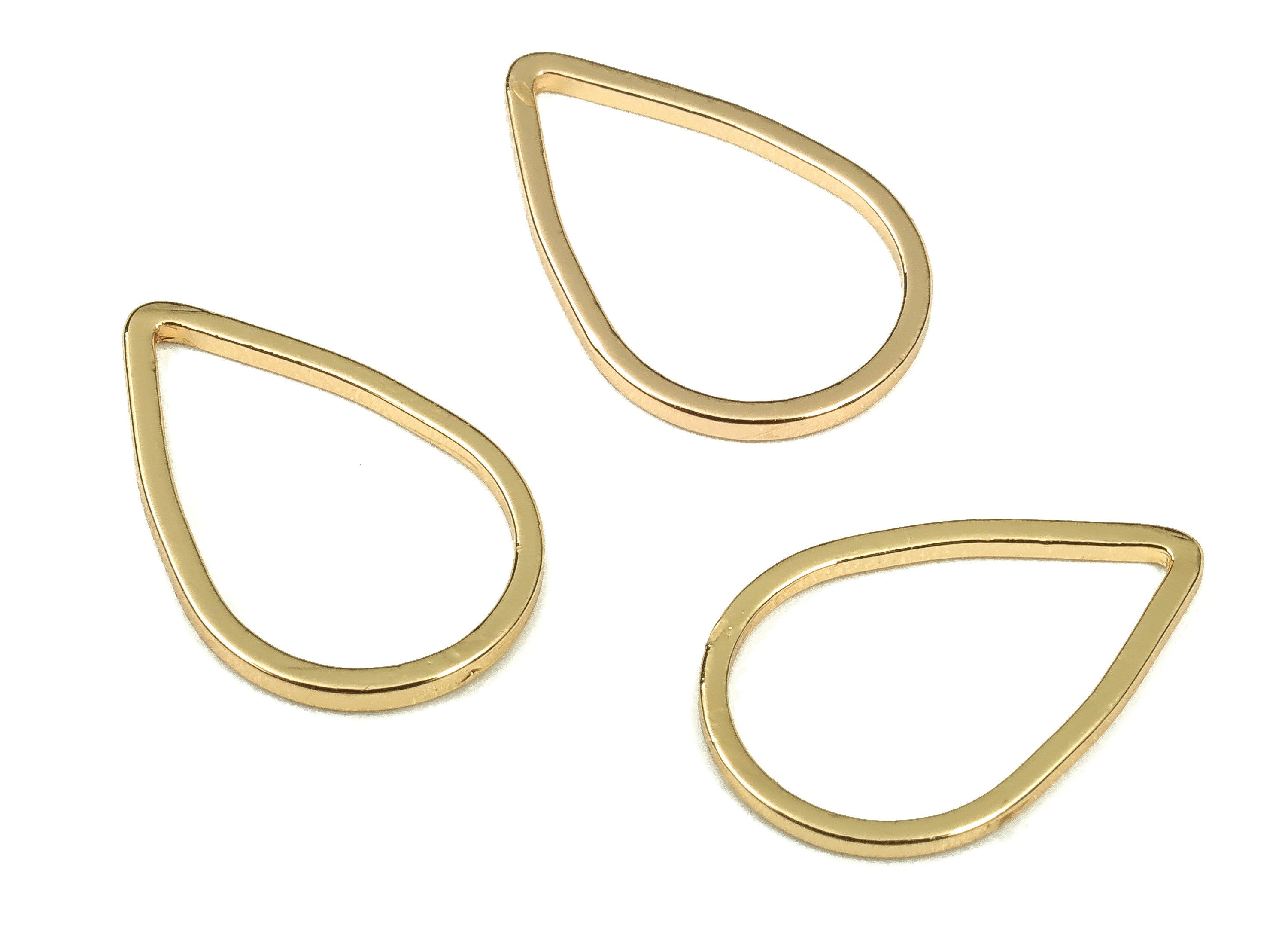 Drop Earring Charms - Drop Pendant Charms – Brass Drop Connectors - 18K Real Gold Plated Brass – Jewelry Making - 16x11x1mm - RGP3314-16 - DOMEDBAZAAR