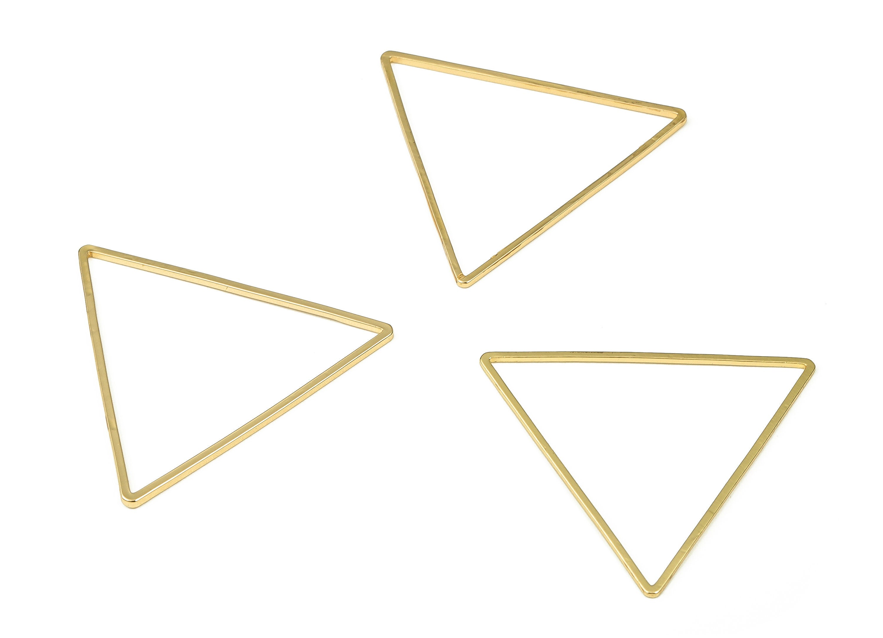 Brass Triangle Earring Charms –  Triangle Pendant – Triangle Connector - 18K Gold Plated Brass – Jewelry Supplies - 38×1×1mm - RGP3316-38 - DOMEDBAZAAR