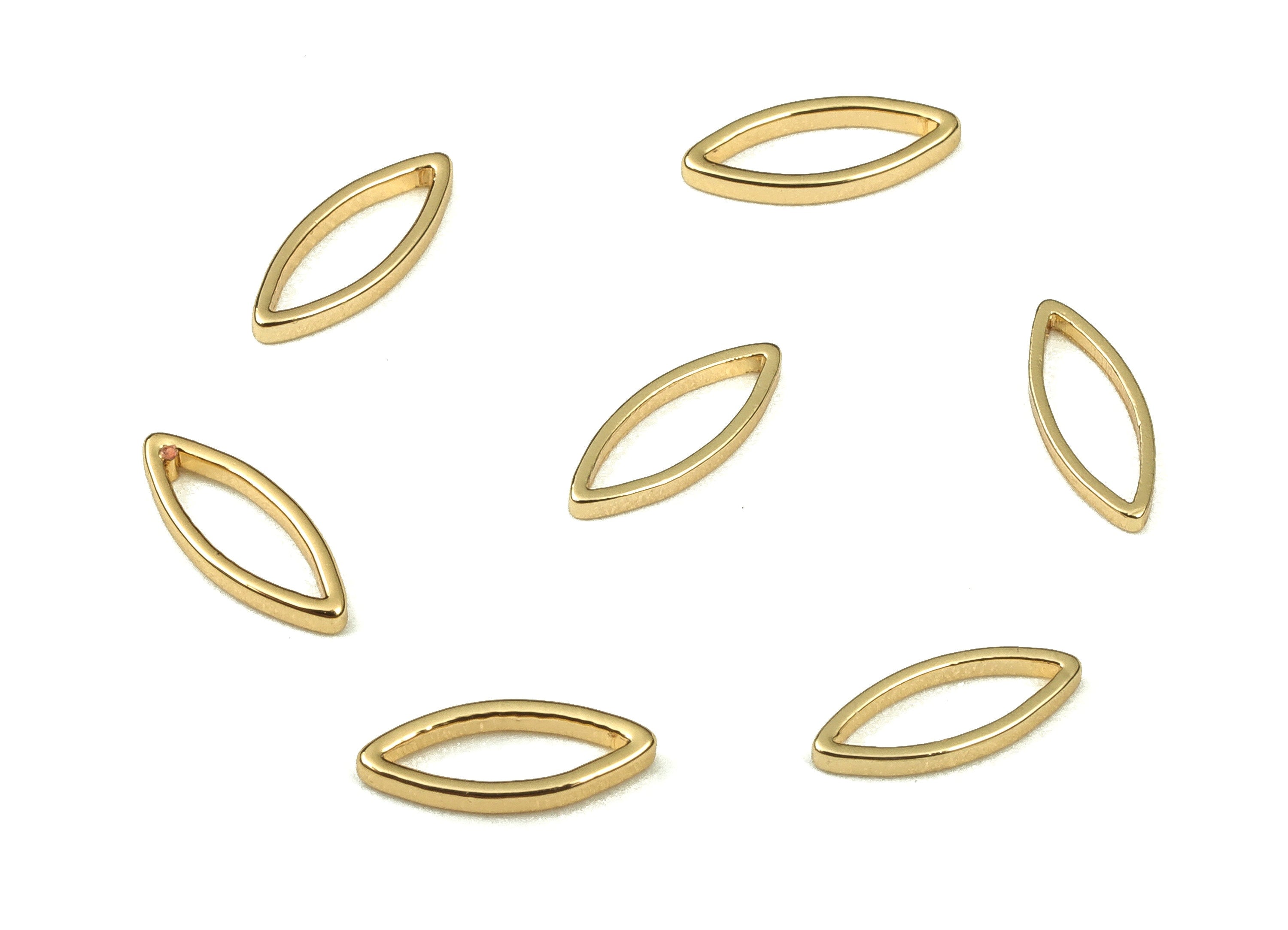 Brass Marquise Link Connector - Marquise Earring Charms - Oval Pendant Charms - 18K Real Gold Plated Brass – 8x3x0.5mm- RGP3317-8 - DOMEDBAZAAR