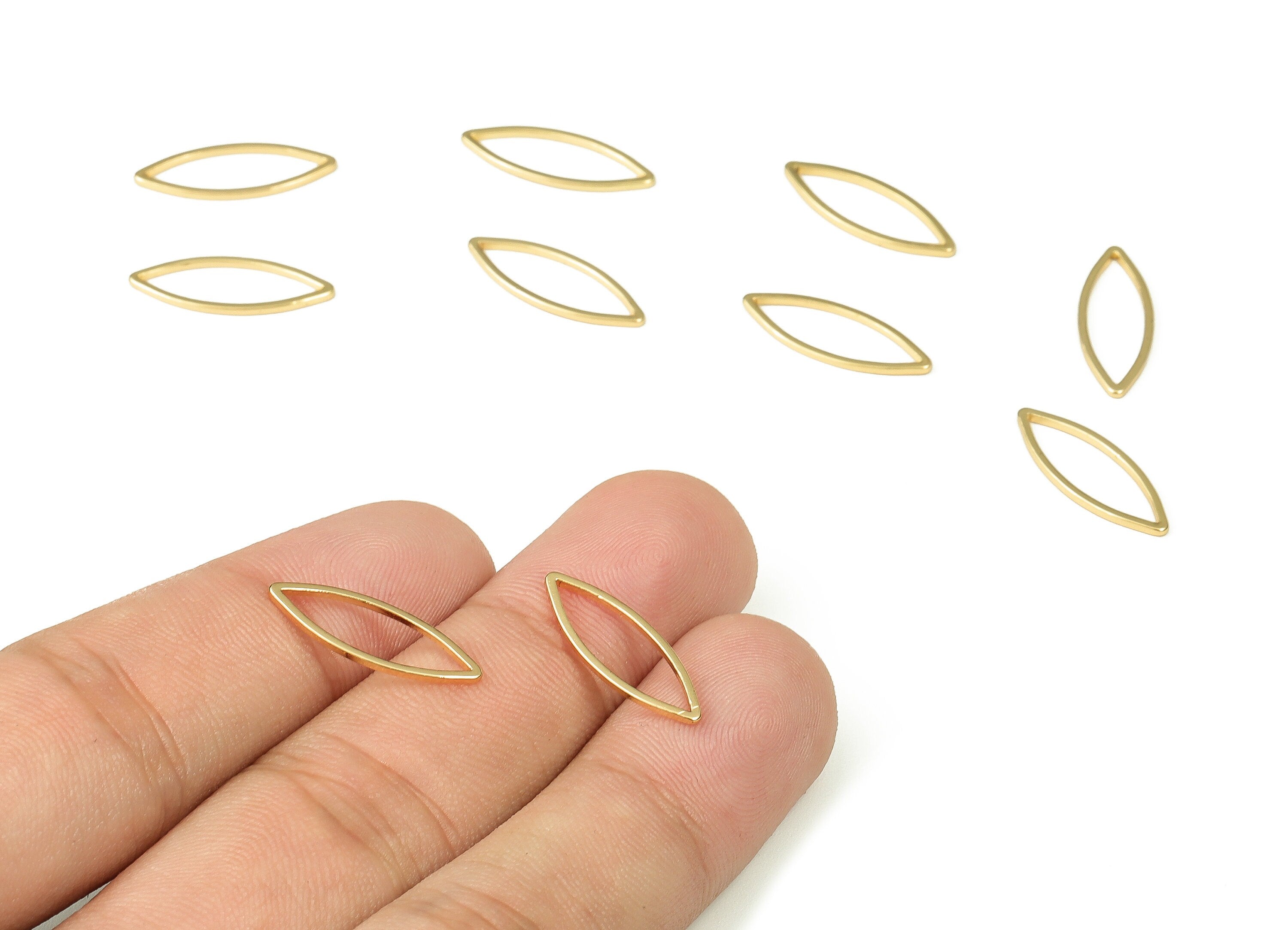 Brass Marquise Pendant - Marquise Earring Charms – Marquise Connector - 18K Real Gold Plated Brass – Jewelry Supplies - 19x7x1mm -RGP3317-19 - DOMEDBAZAAR