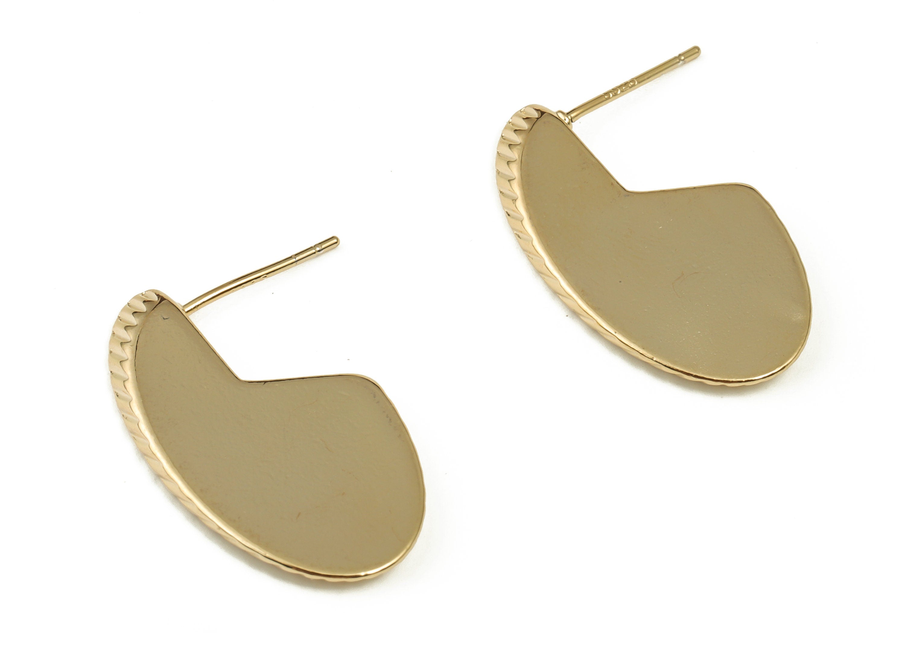 Brass Geometry Earring Post - Gold Geometry Earring Stud - 18K Real Gold Plated Brass - Stainless Steel Stud - 25.7x15.06x1.99mm - RGP3997 - DOMEDBAZAAR