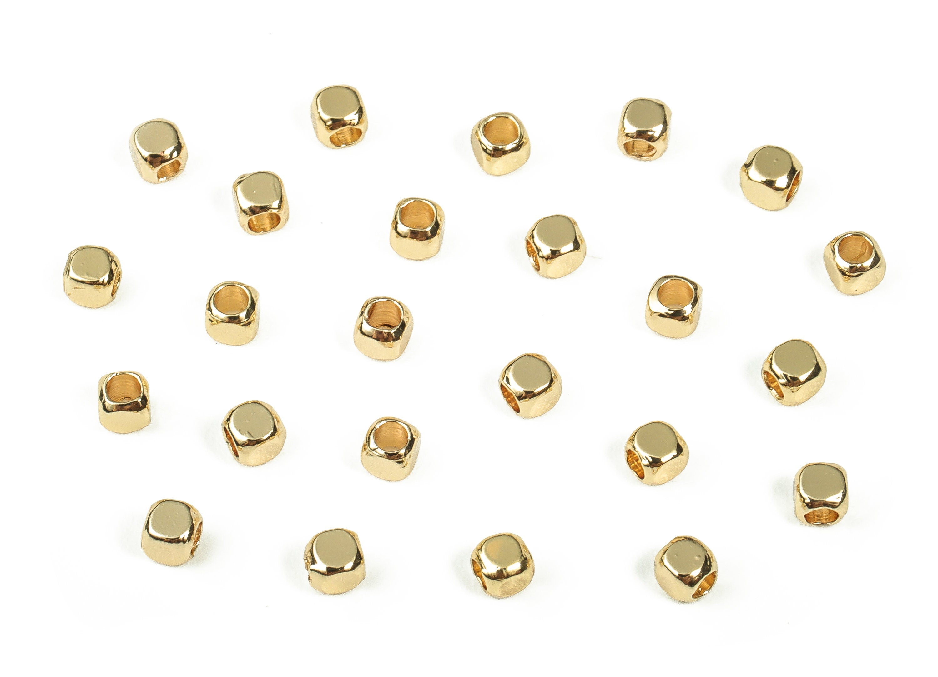 Brass Shiny Gold Plated Square Beads - Gold Square Tube Beads - 18k Real Gold Plated Brass - Jewelry Making Supplies -2.52x2.52mm- RGP3351 - DOMEDBAZAAR