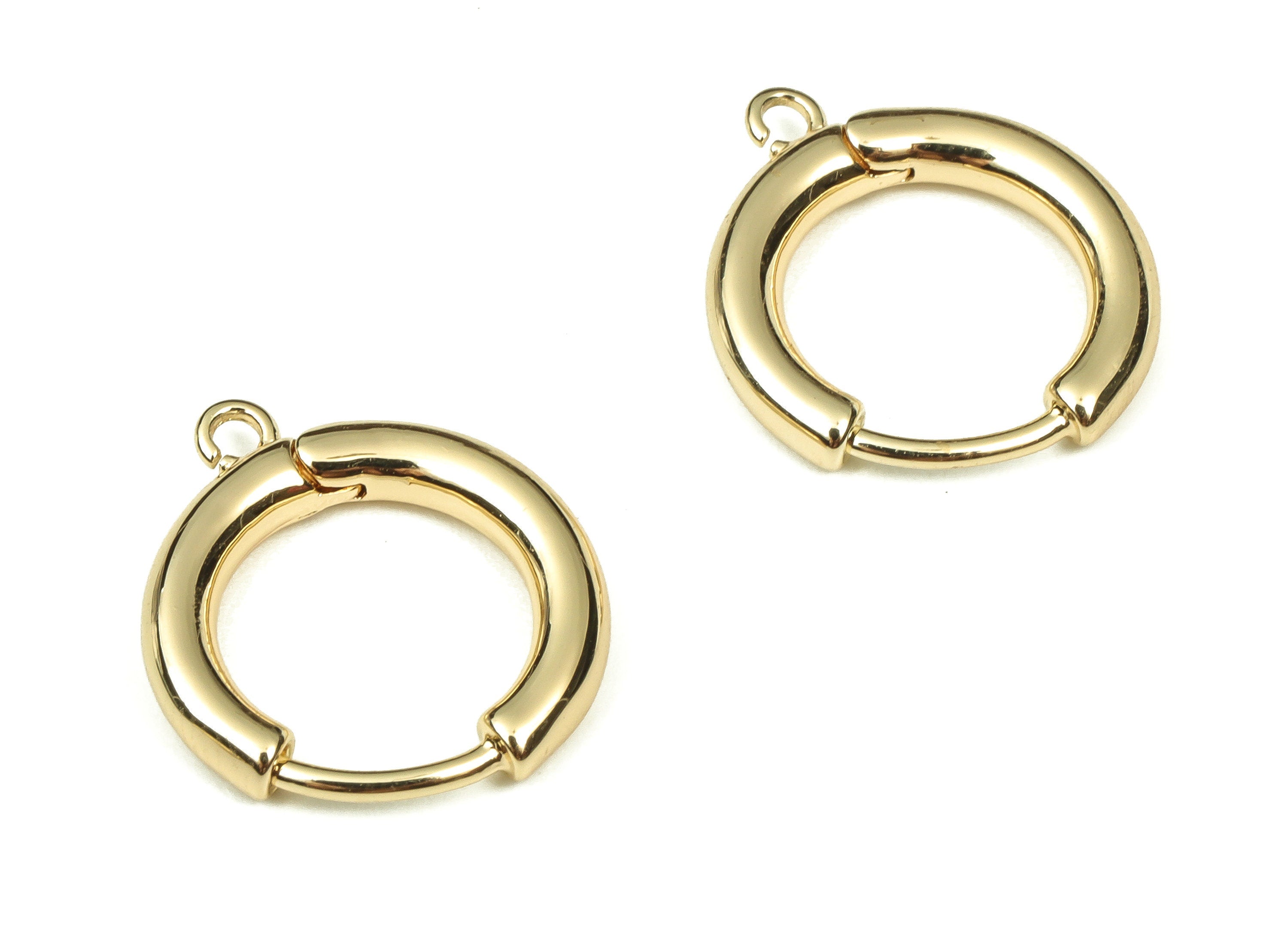 Brass Round Stud Earrings - Brass Hoop Earrings - 18k Gold Plated Brass Hoop Earrings - Jewelry Making Supplies -16.93x14.5x2.46mm- RGP3344 - DOMEDBAZAAR