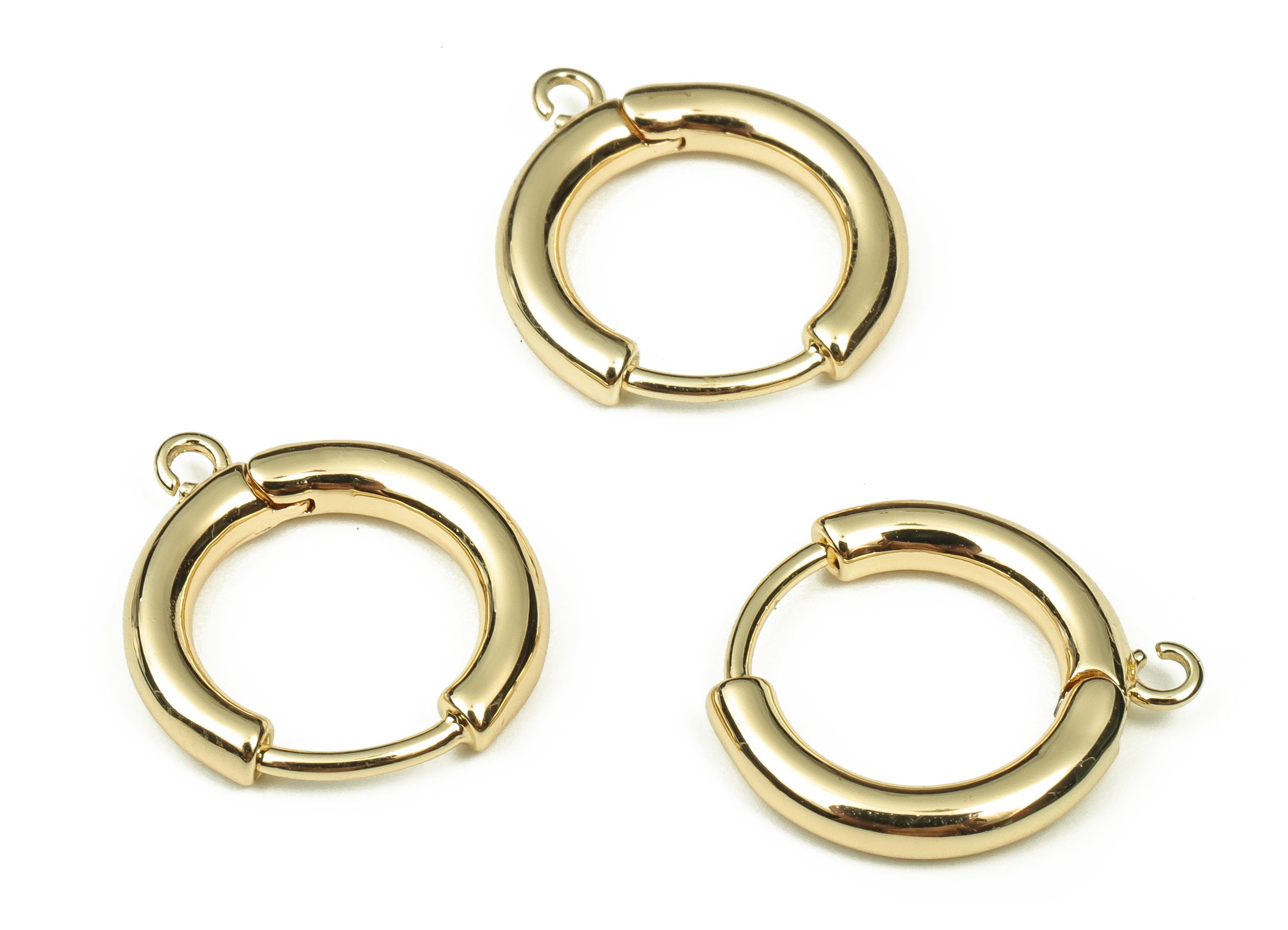 Brass Round Stud Earrings - Brass Hoop Earrings - 18k Gold Plated Brass Hoop Earrings - Jewelry Making Supplies -16.93x14.5x2.46mm- RGP3344 - DOMEDBAZAAR